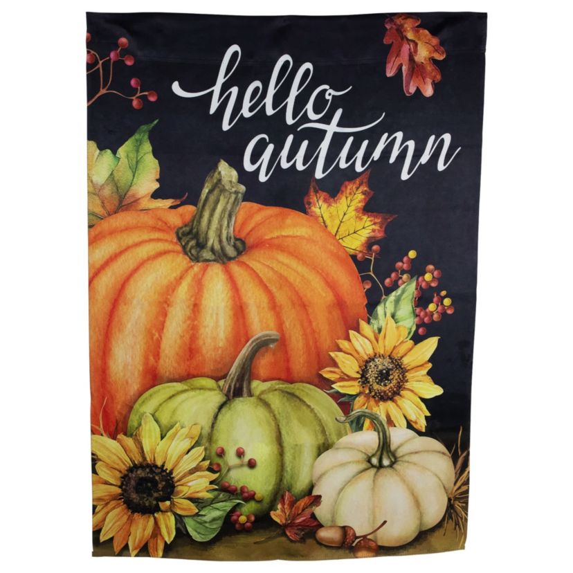 Pumpkins and Sunflowers Hello Autumn Outdoor Fall Harvest House Flag - 40" x 28"