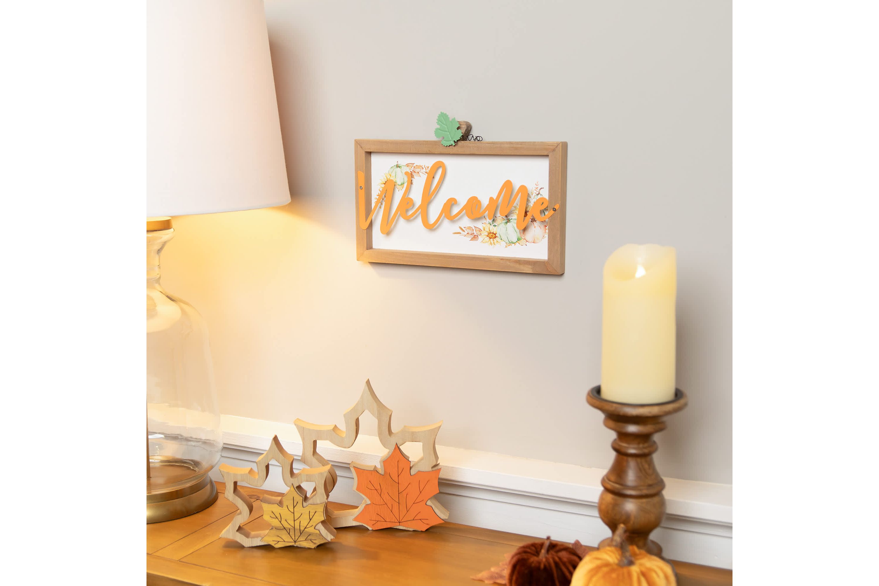 Pumpkins and Sunflowers Welcome Fall Harvest Wall Sign - 11"