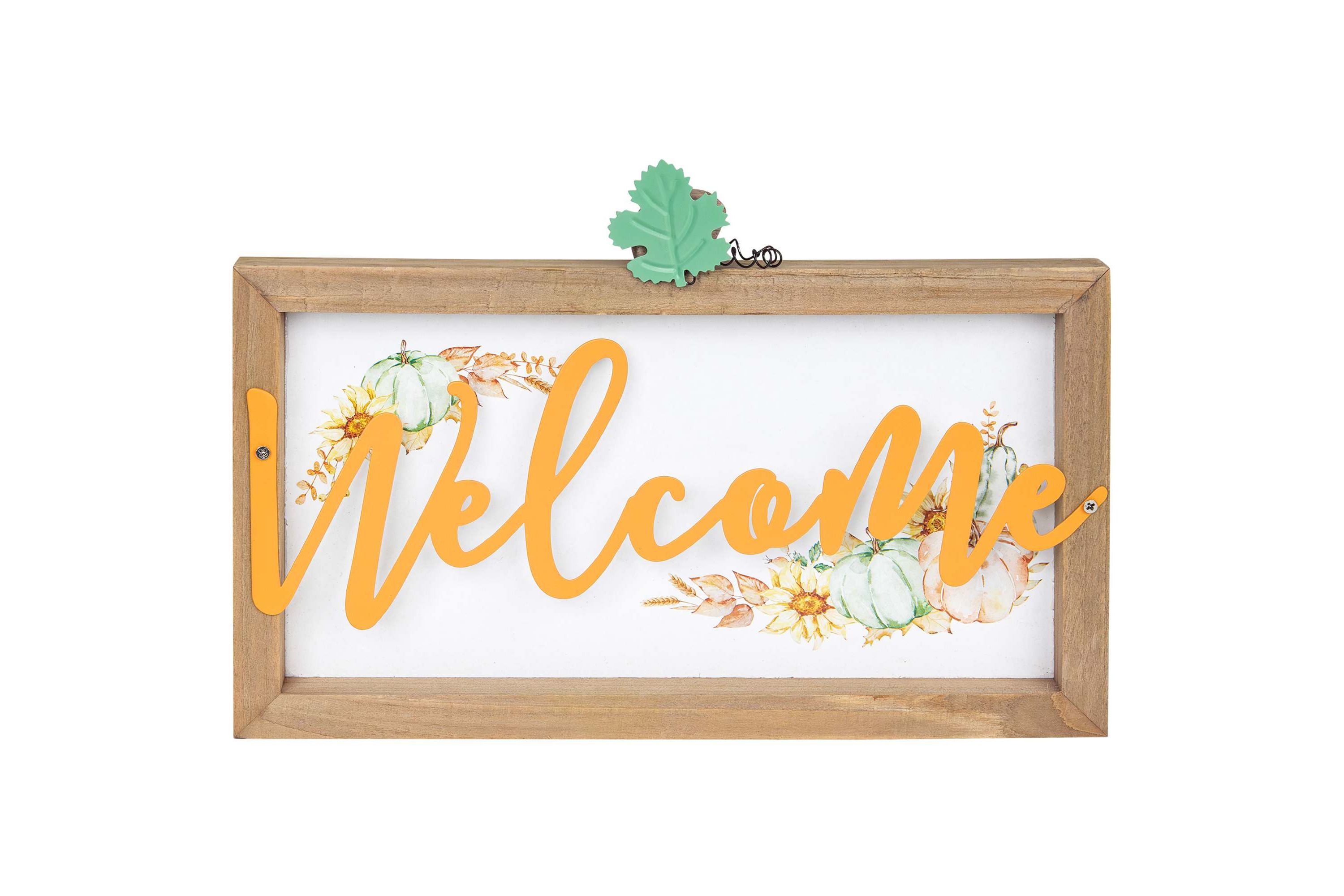 Pumpkins and Sunflowers Welcome Fall Harvest Wall Sign - 11"