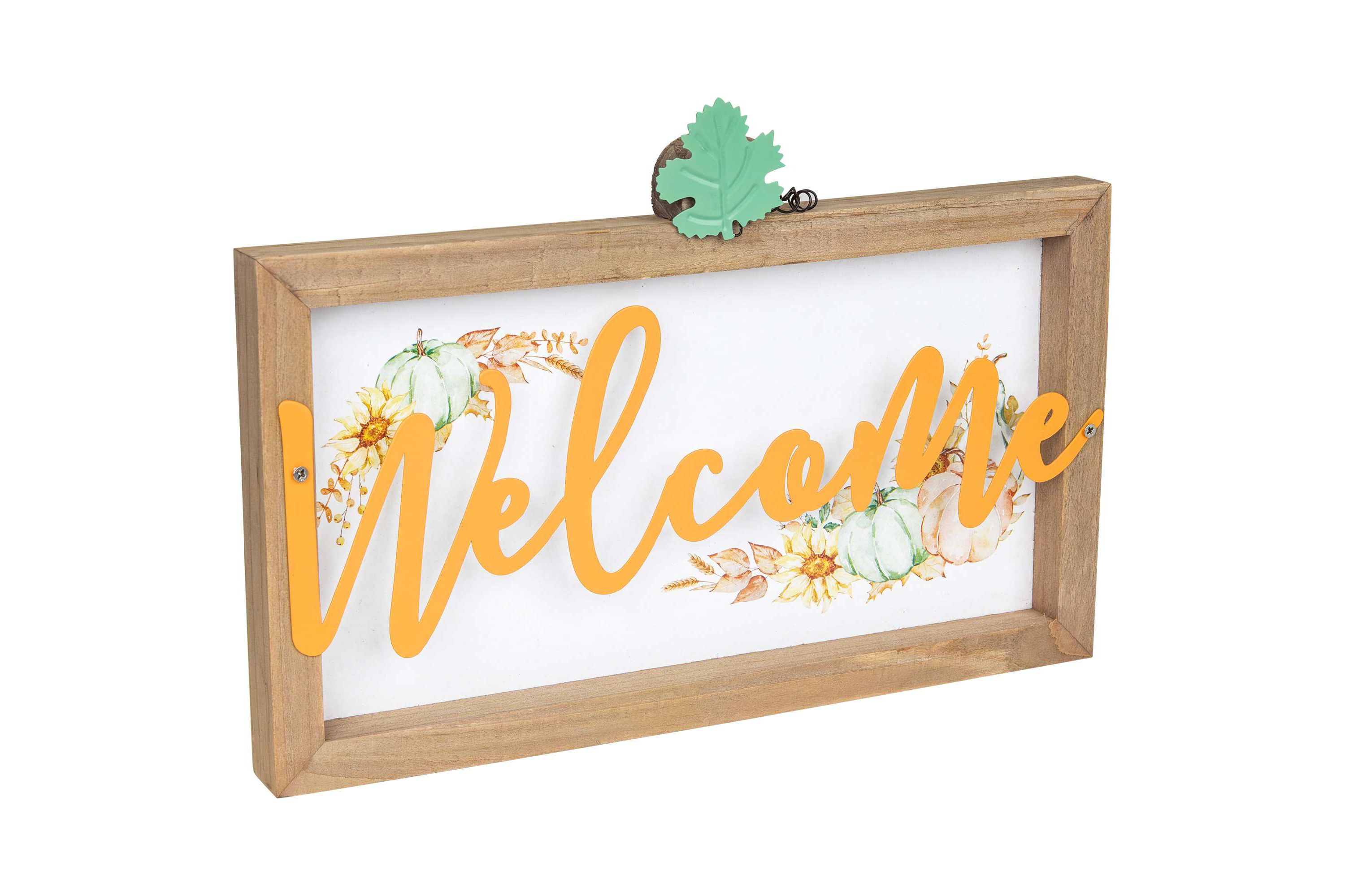 Pumpkins and Sunflowers Welcome Fall Harvest Wall Sign - 11"