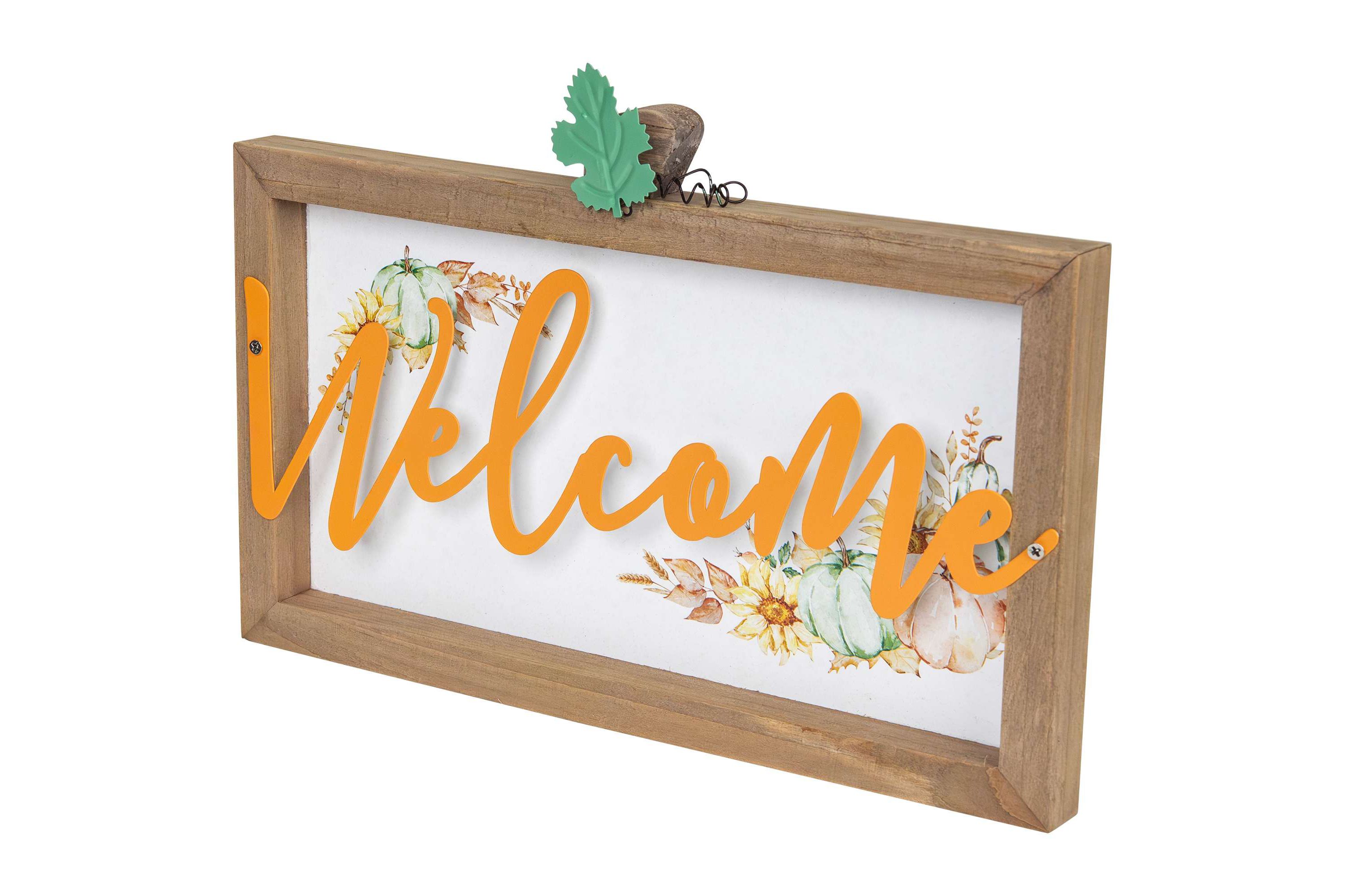 Pumpkins and Sunflowers Welcome Fall Harvest Wall Sign - 11"
