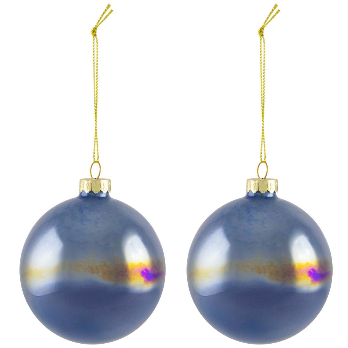 Shiny Glass Ball Christmas Ornaments - 3" (80mm) - Blue Green and Teal - 6ct