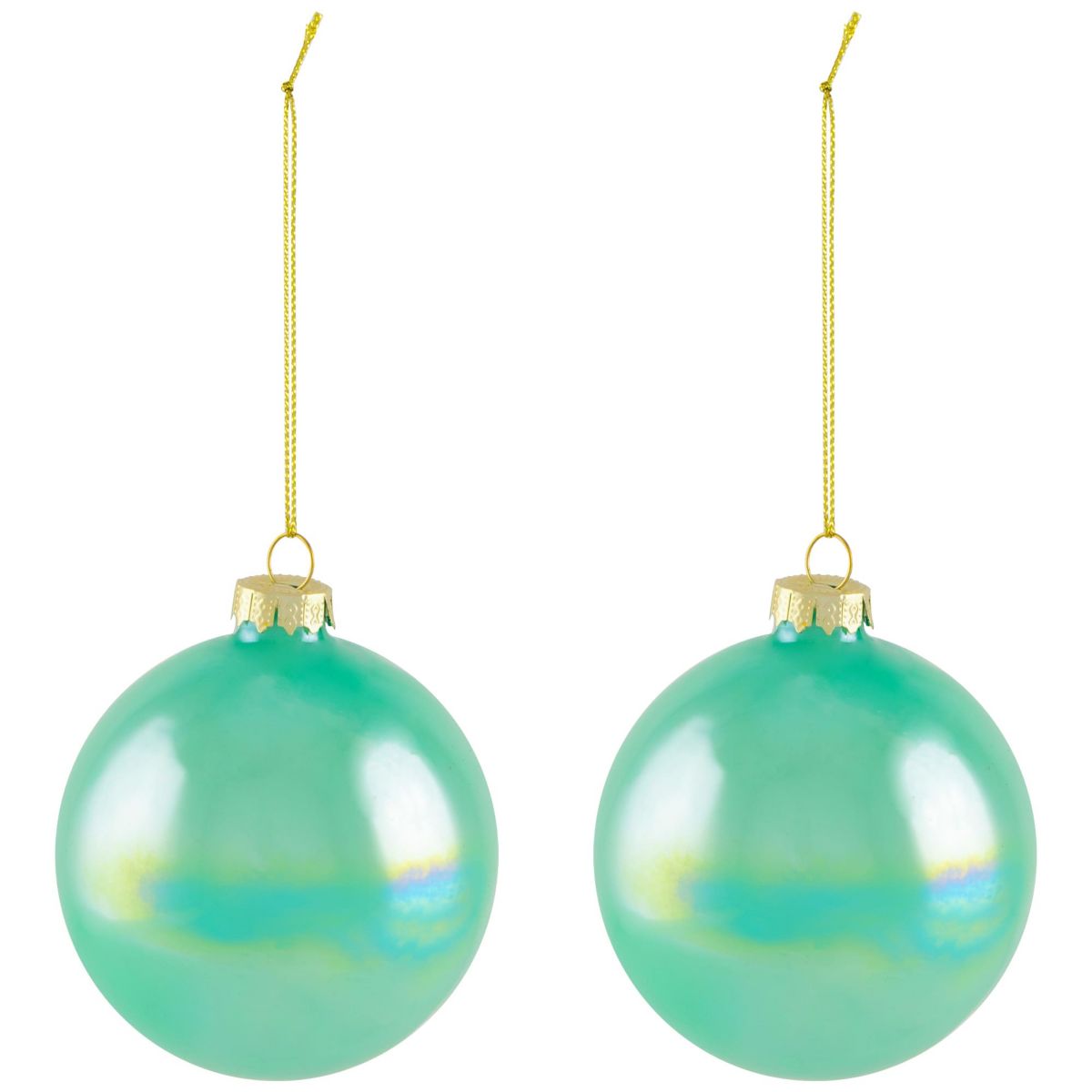 Shiny Glass Ball Christmas Ornaments - 3" (80mm) - Blue Green and Teal - 6ct