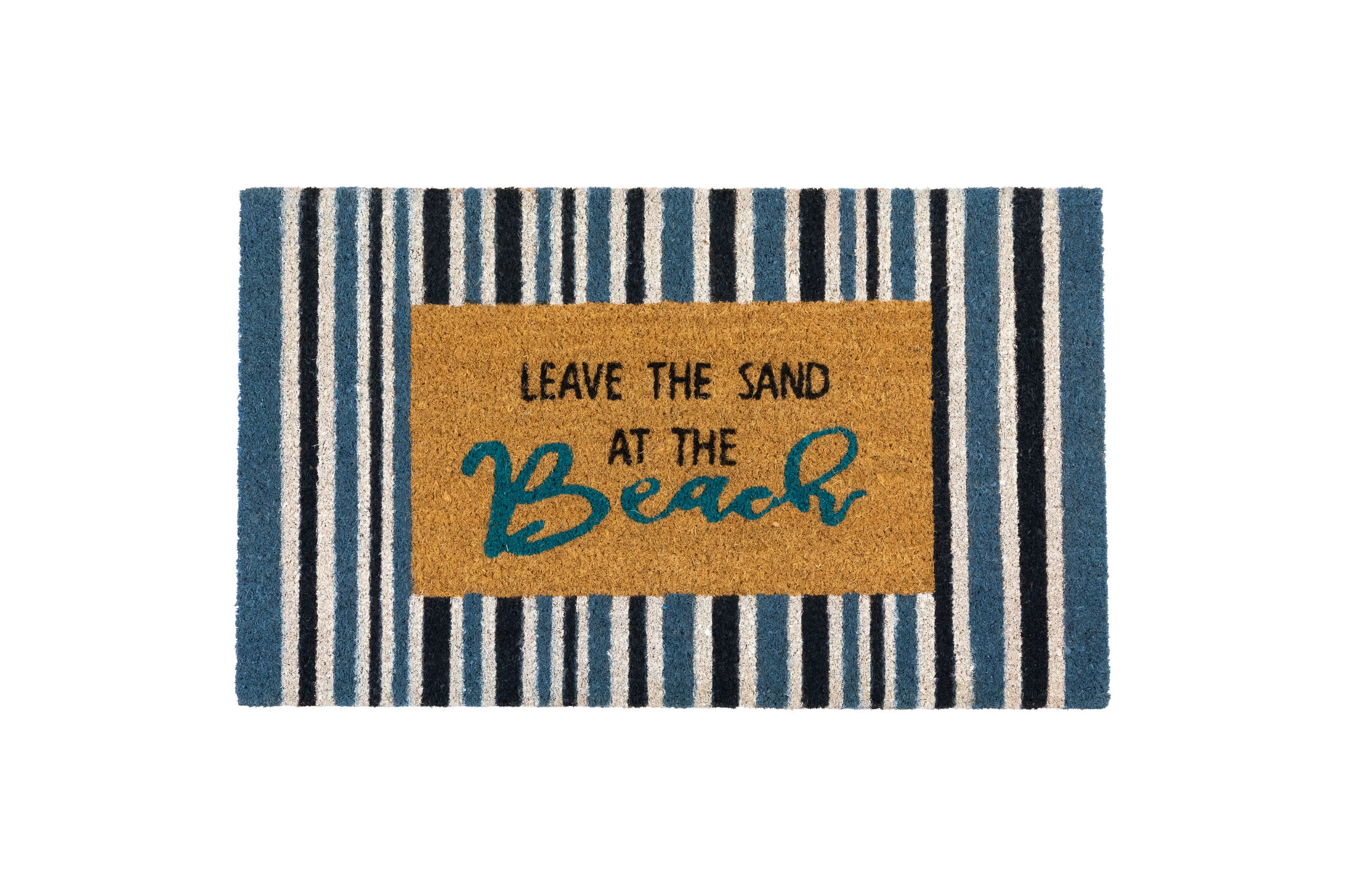 Natural Coir Leave the Sand at the Beach Striped Outdoor Doormat - 18" x 30"