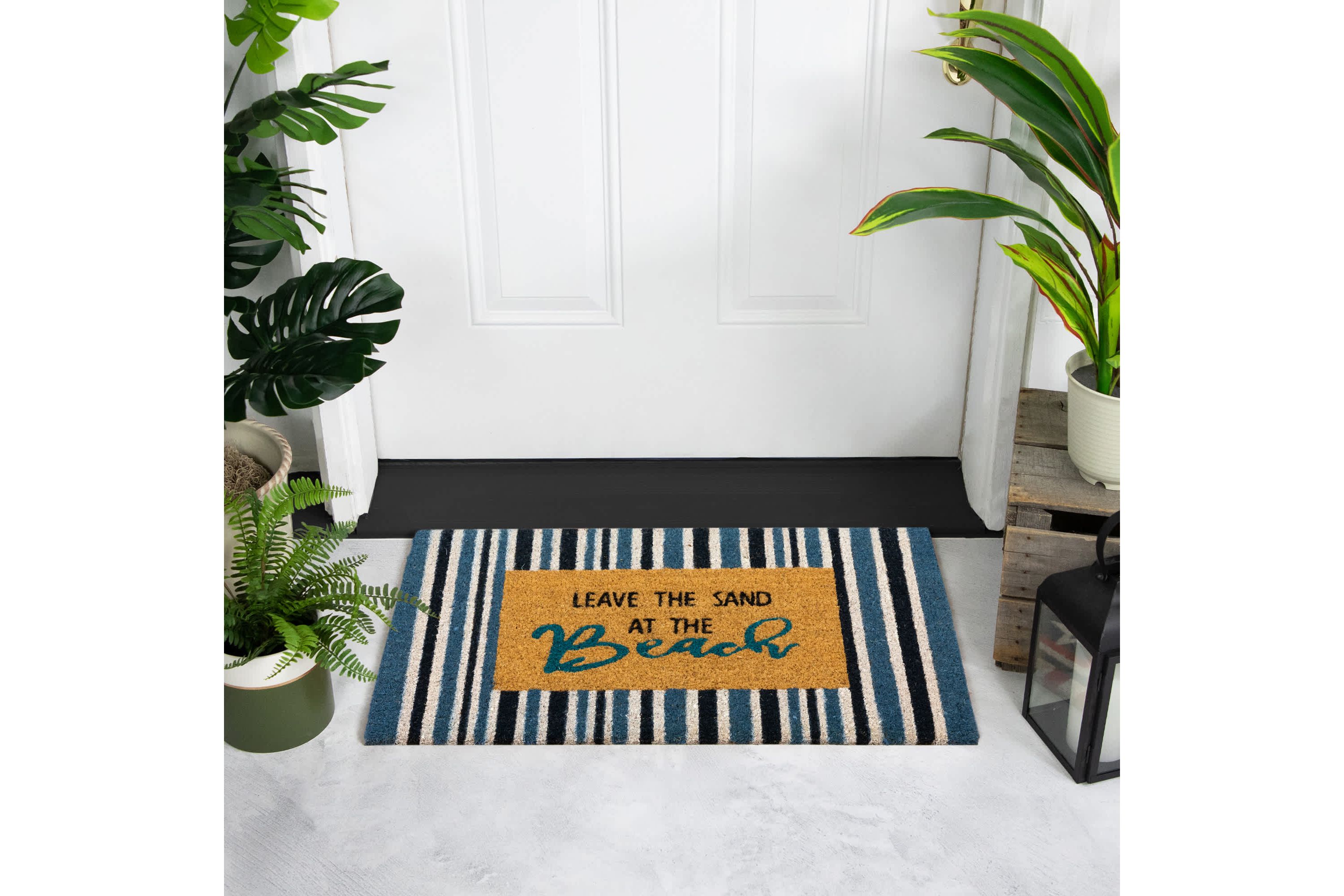 Natural Coir Leave the Sand at the Beach Striped Outdoor Doormat - 18" x 30"