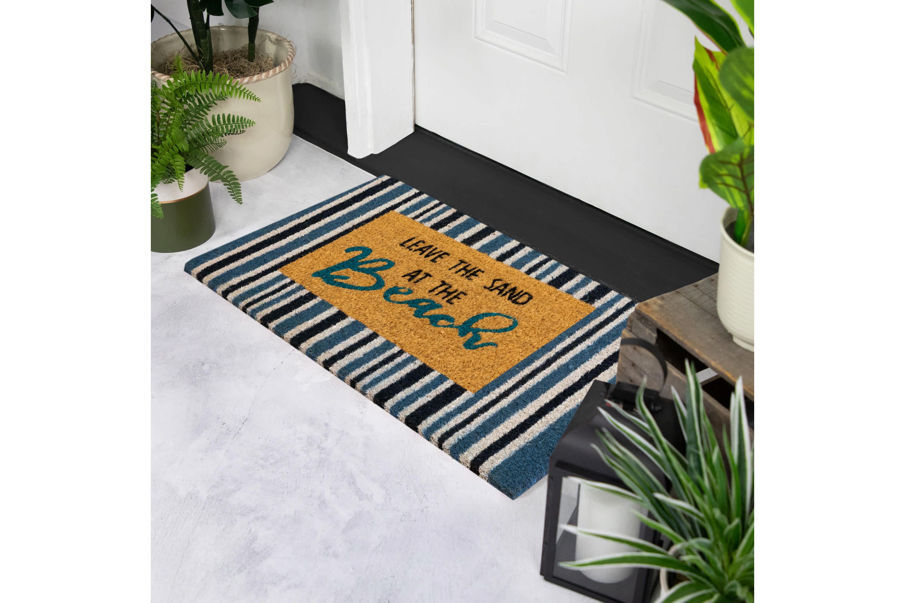 Natural Coir Leave the Sand at the Beach Striped Outdoor Doormat - 18" x 30"