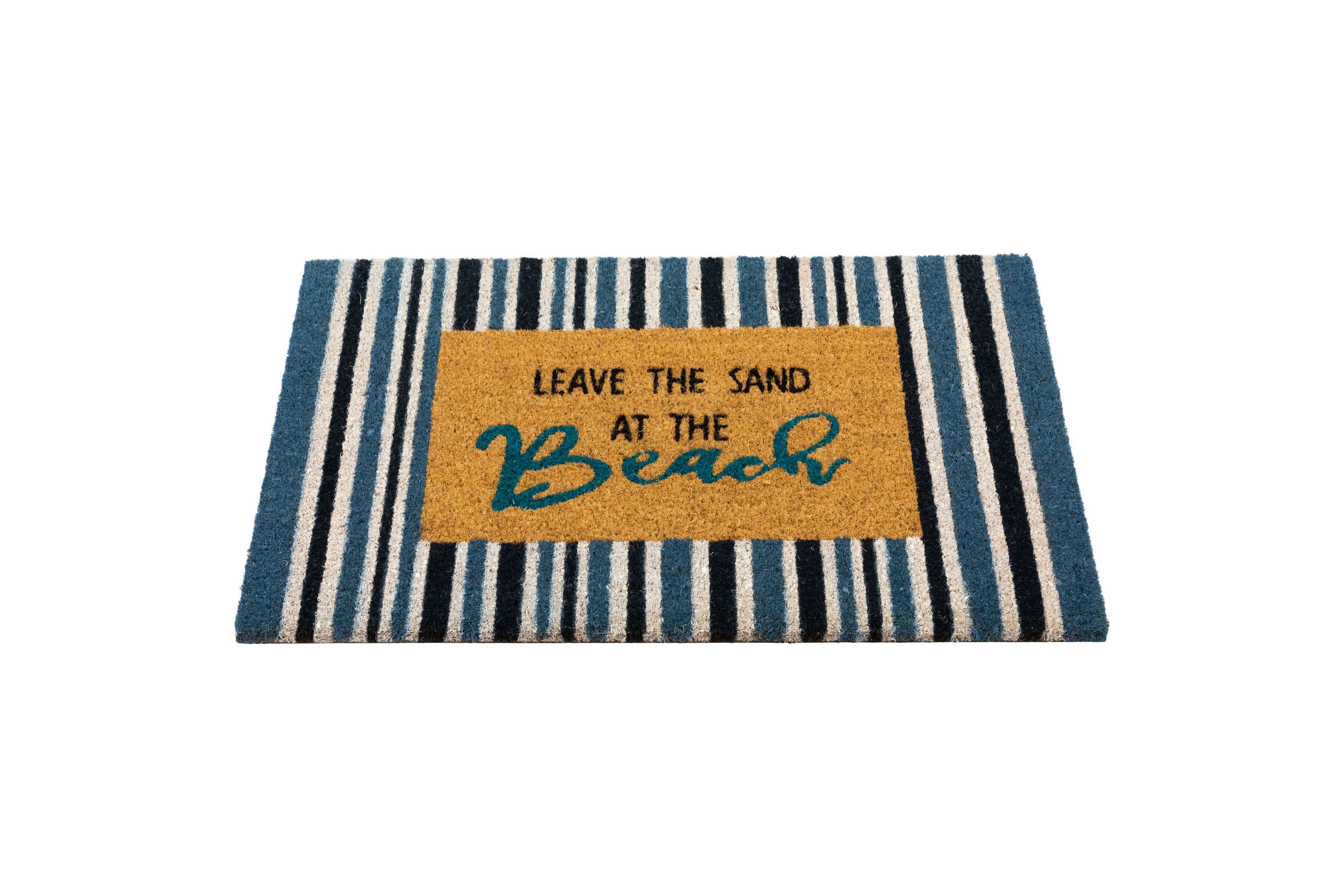 Natural Coir Leave the Sand at the Beach Striped Outdoor Doormat - 18" x 30"