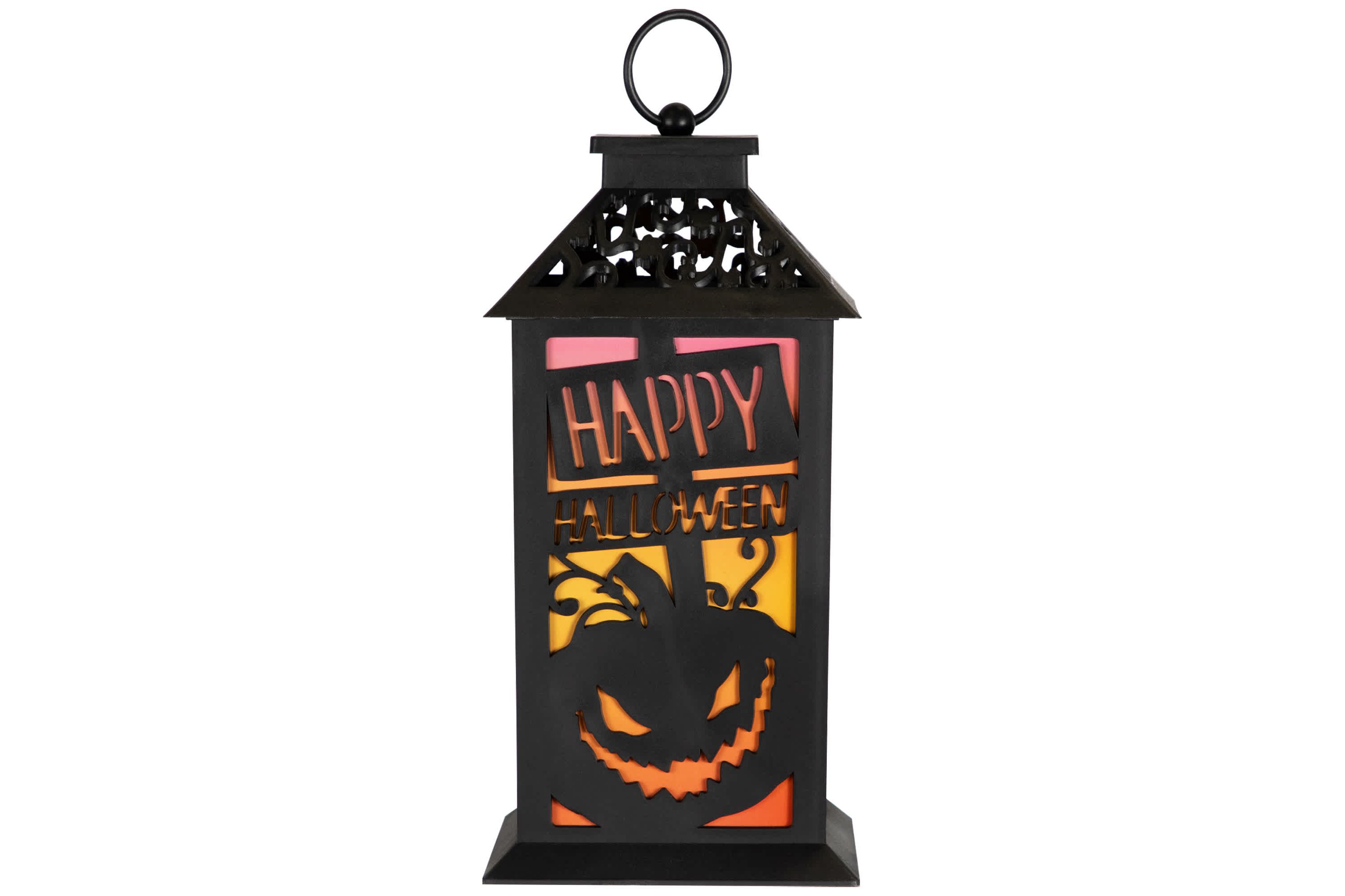 LED Lighted Jack-O-Lantern Happy Halloween Lantern - 11" - Black
