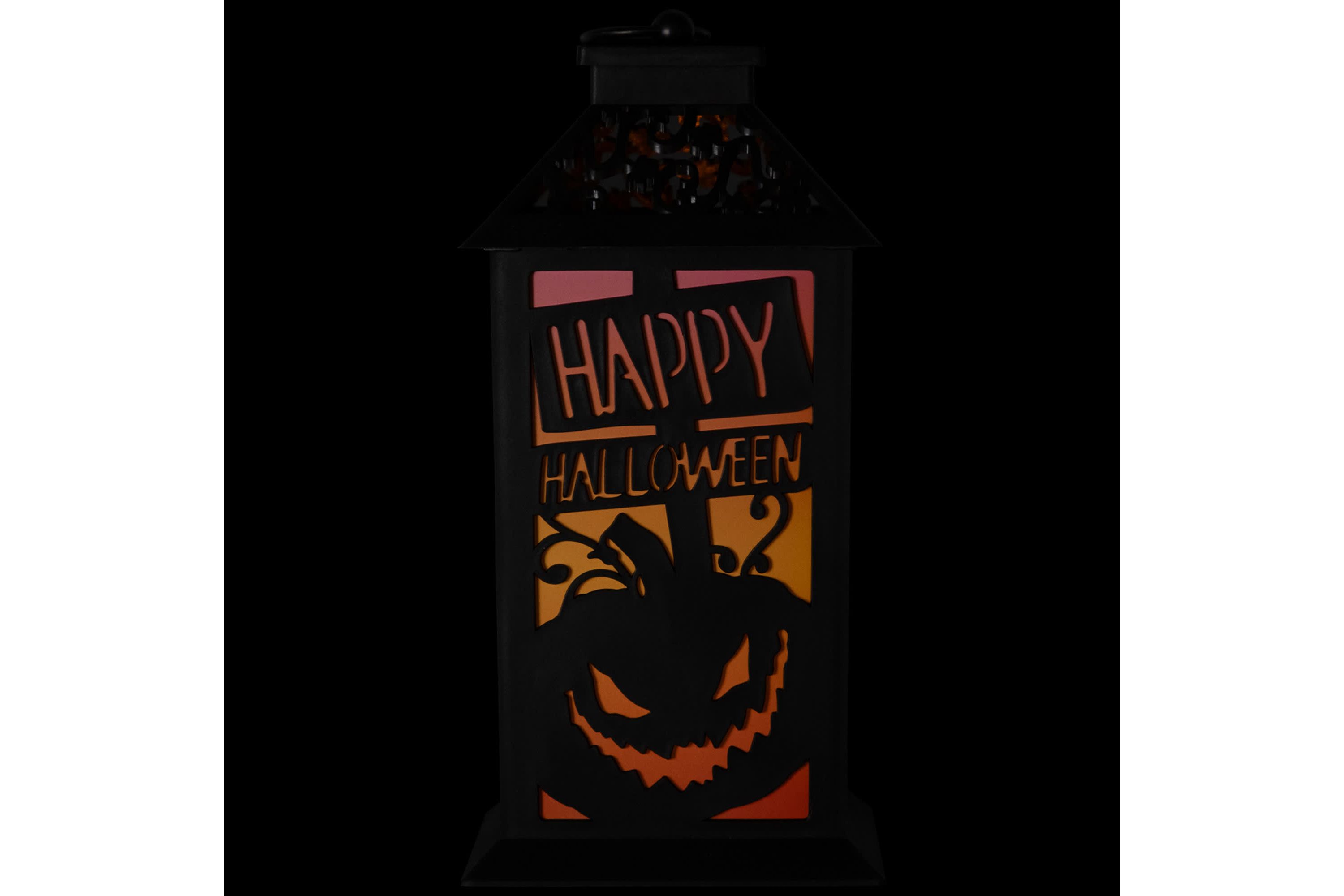 LED Lighted Jack-O-Lantern Happy Halloween Lantern - 11" - Black