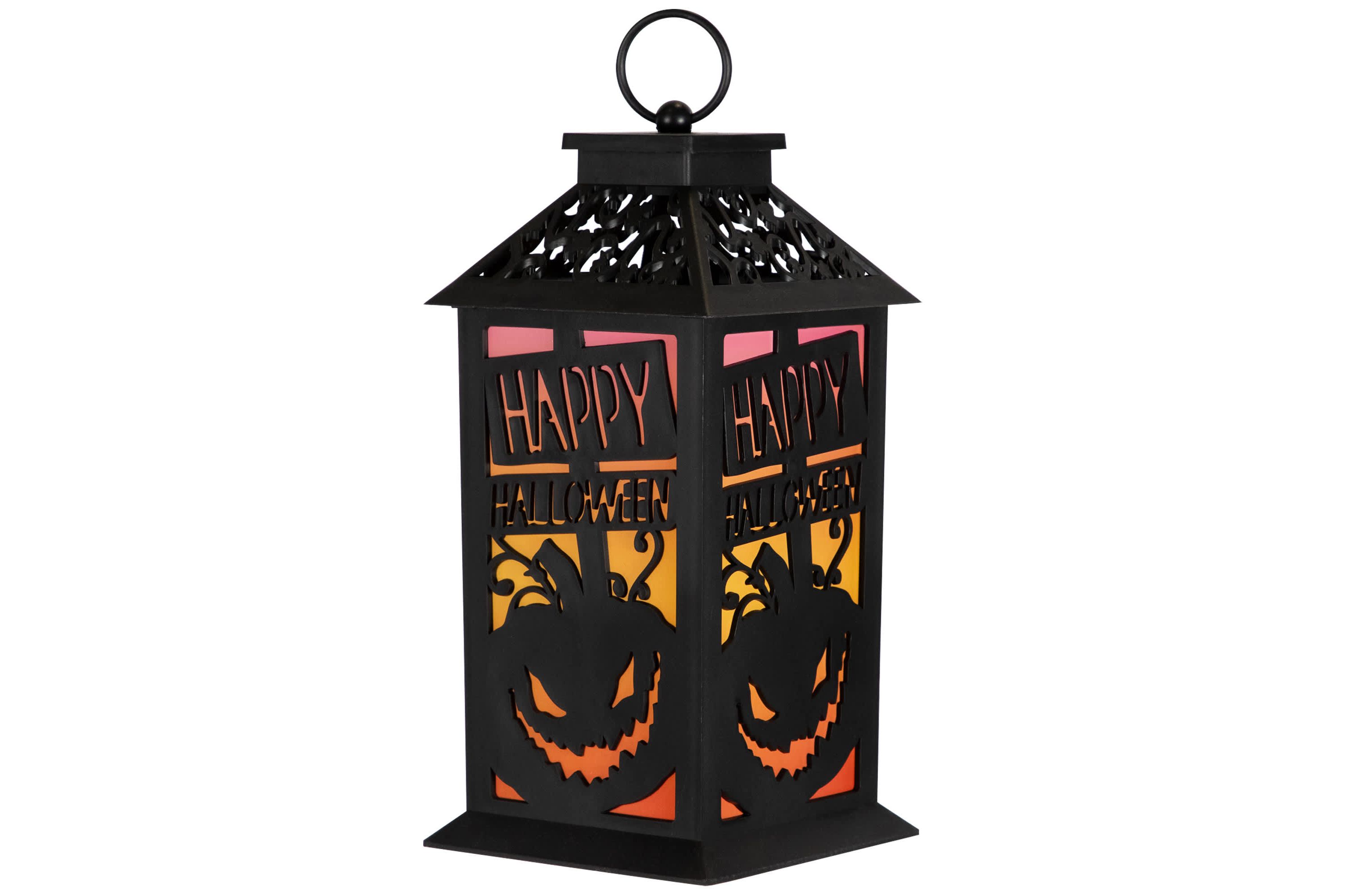LED Lighted Jack-O-Lantern Happy Halloween Lantern - 11" - Black