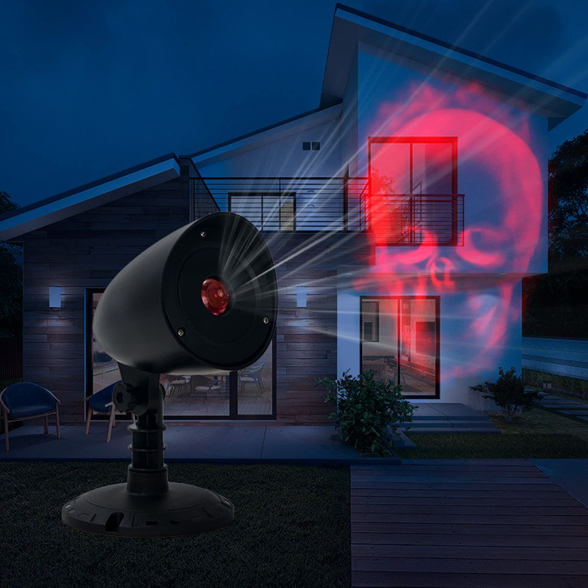 Halloween Skull Outdoor Light Show Projector - 8"
