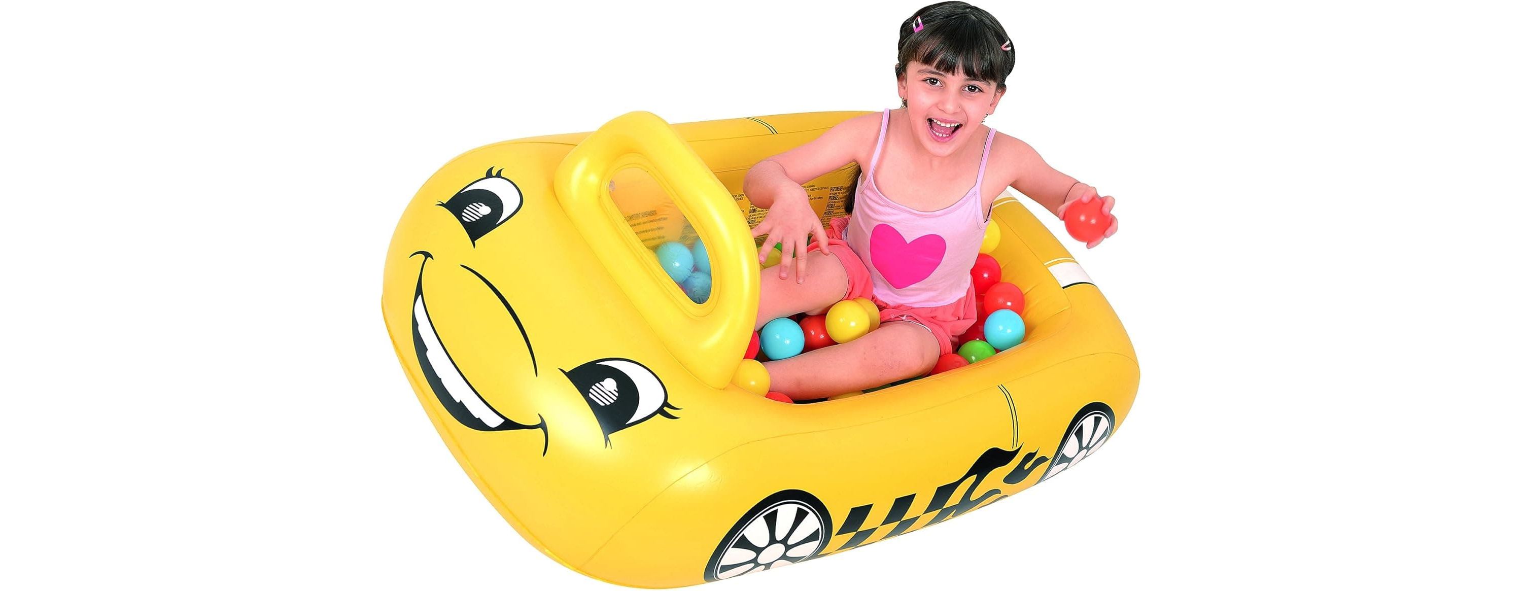 Inflatable Kiddie Car Ball Pit Pool Float - 46" - Yellow