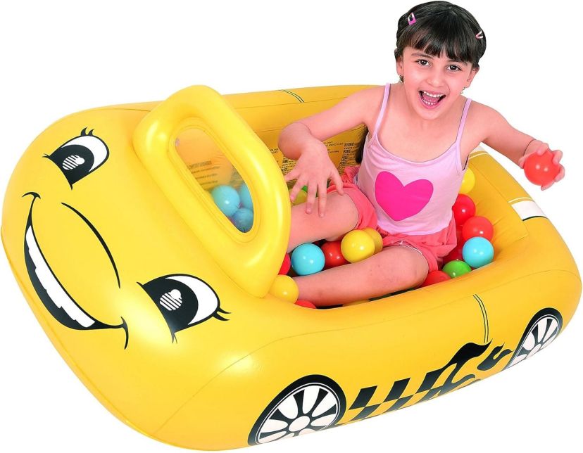 Inflatable Kiddie Car Ball Pit Pool Float - 46" - Yellow