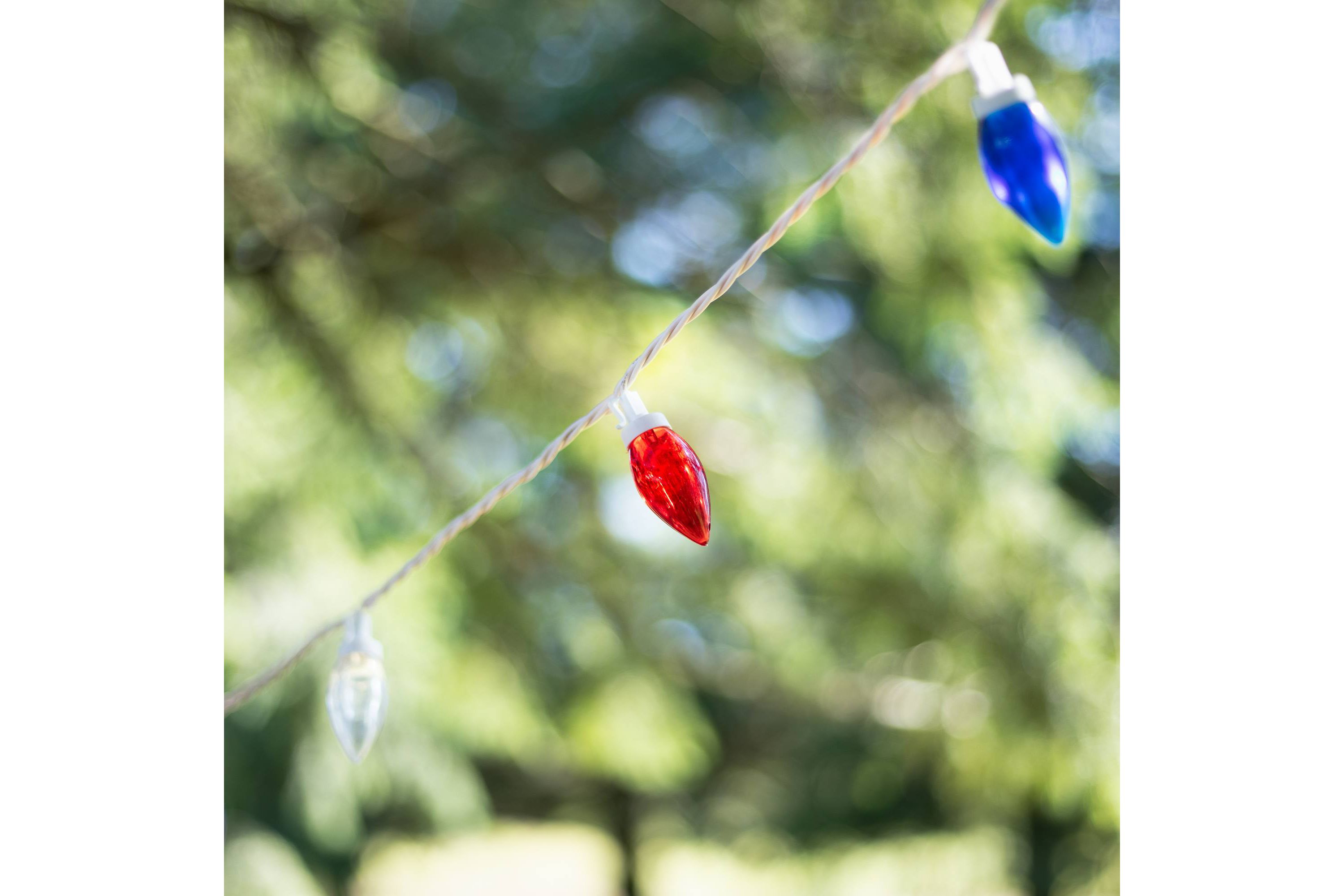 Patriotic LED C9 Christmas Lights - Red  White and Blue - 16 White Wire - 25ct