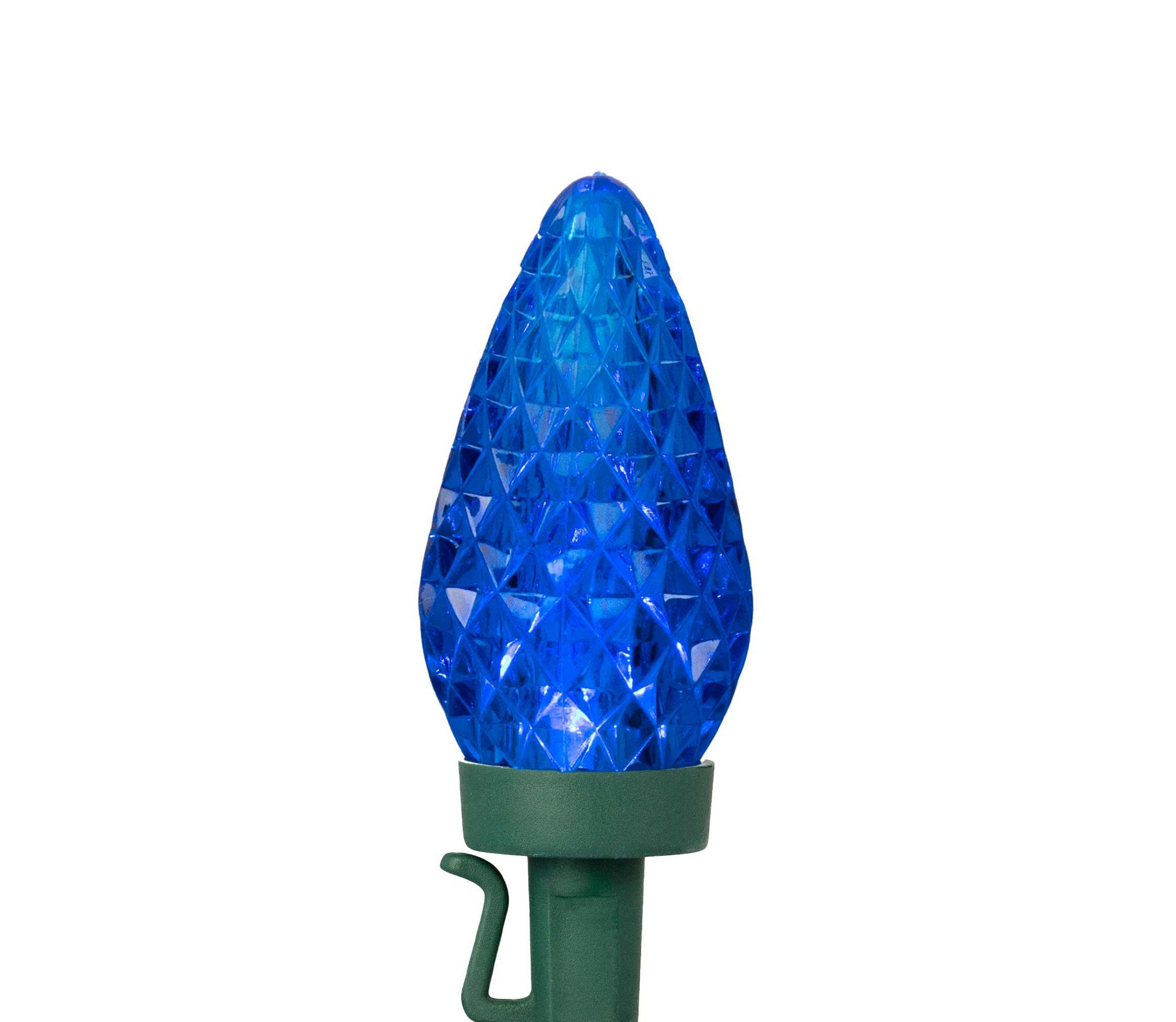 Patriotic LED C9 Faceted Christmas Lights - Red  White and Blue - 66 Green Wire - 100ct