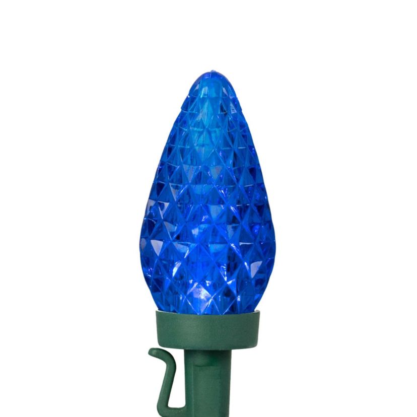 Patriotic LED C9 Faceted Christmas Lights - Red  White and Blue - 66 Green Wire - 100ct
