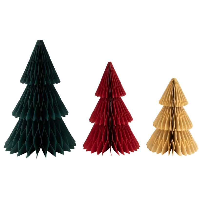 Accordion Honeycomb Foldable Paper Christmas Trees - 15" - Set of 3
