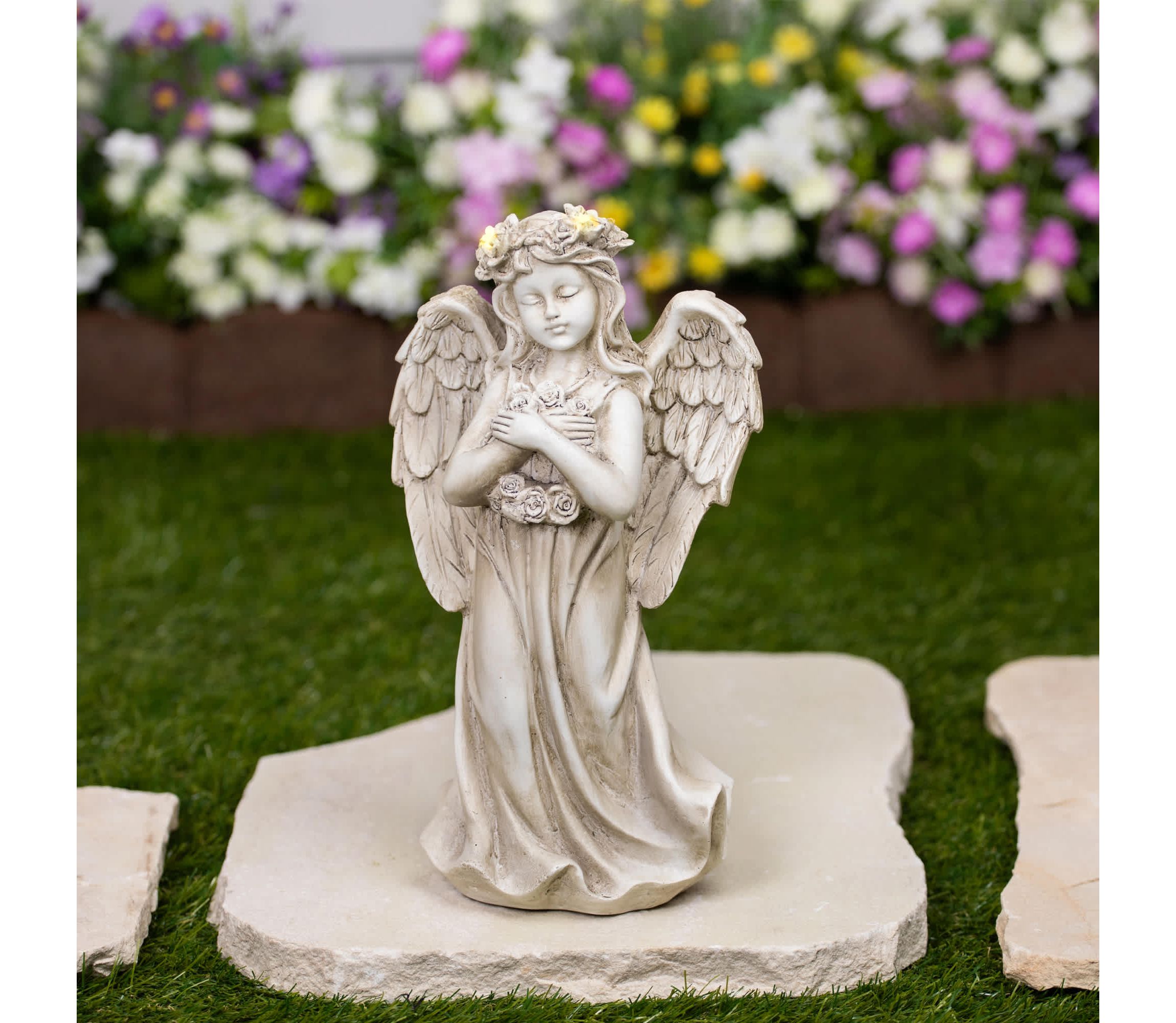 LED Lighted Standing Cherub Angel Statue - 12"