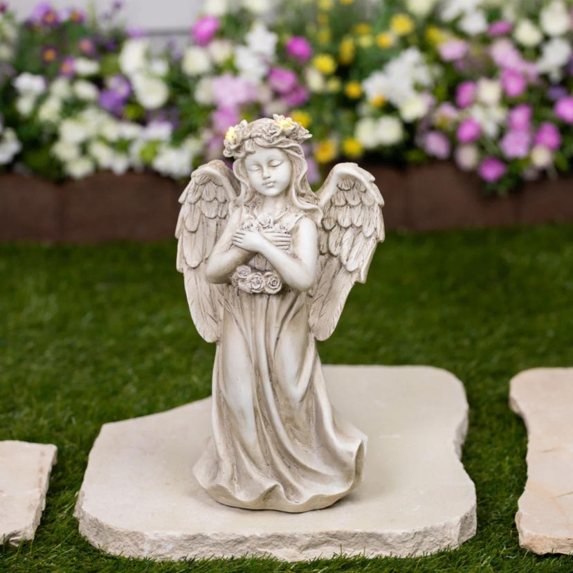 LED Lighted Standing Cherub Angel Statue - 12"