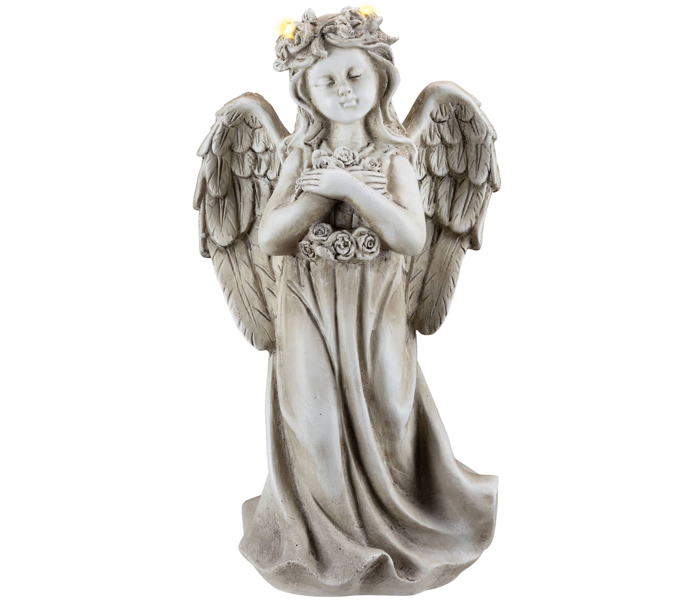 LED Lighted Standing Cherub Angel Statue - 12"