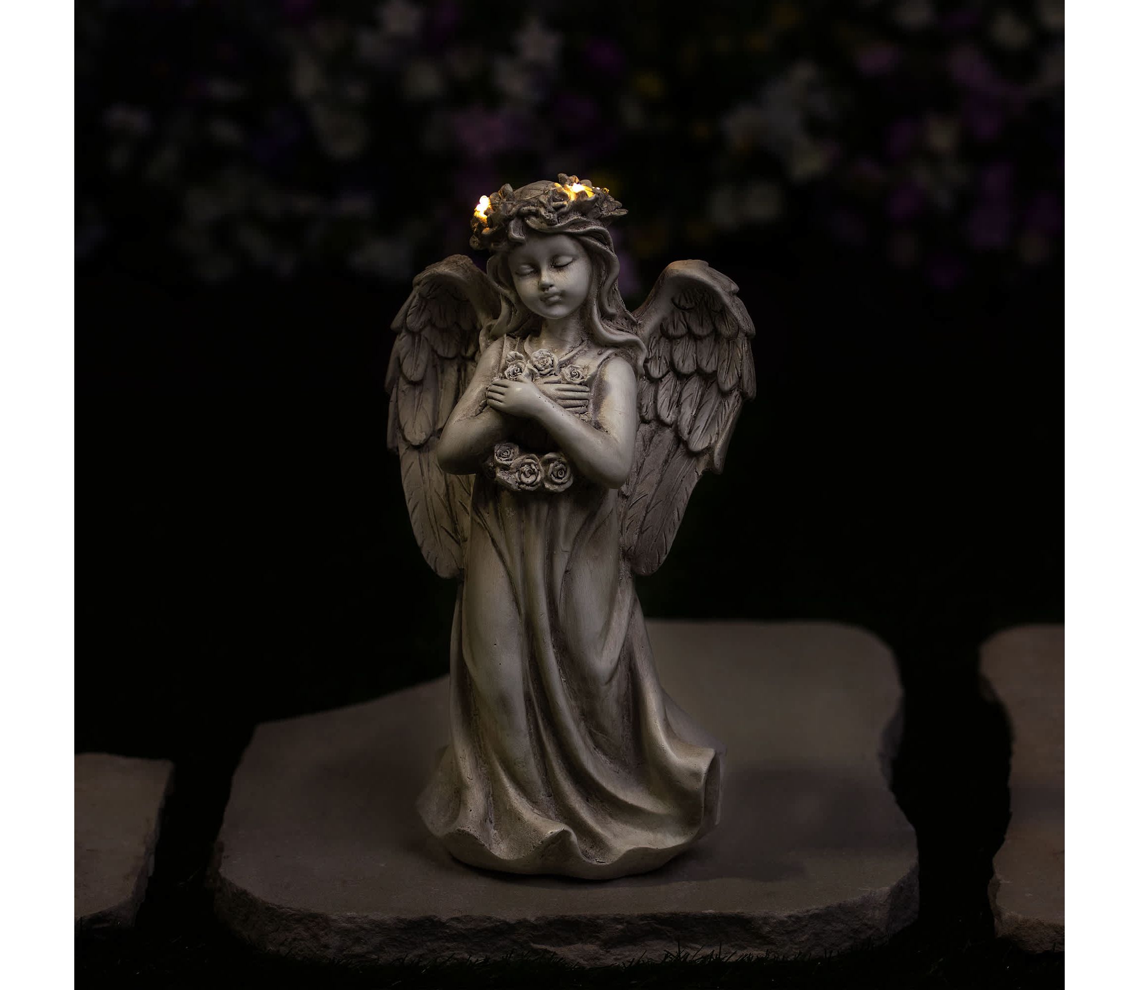 LED Lighted Standing Cherub Angel Statue - 12"