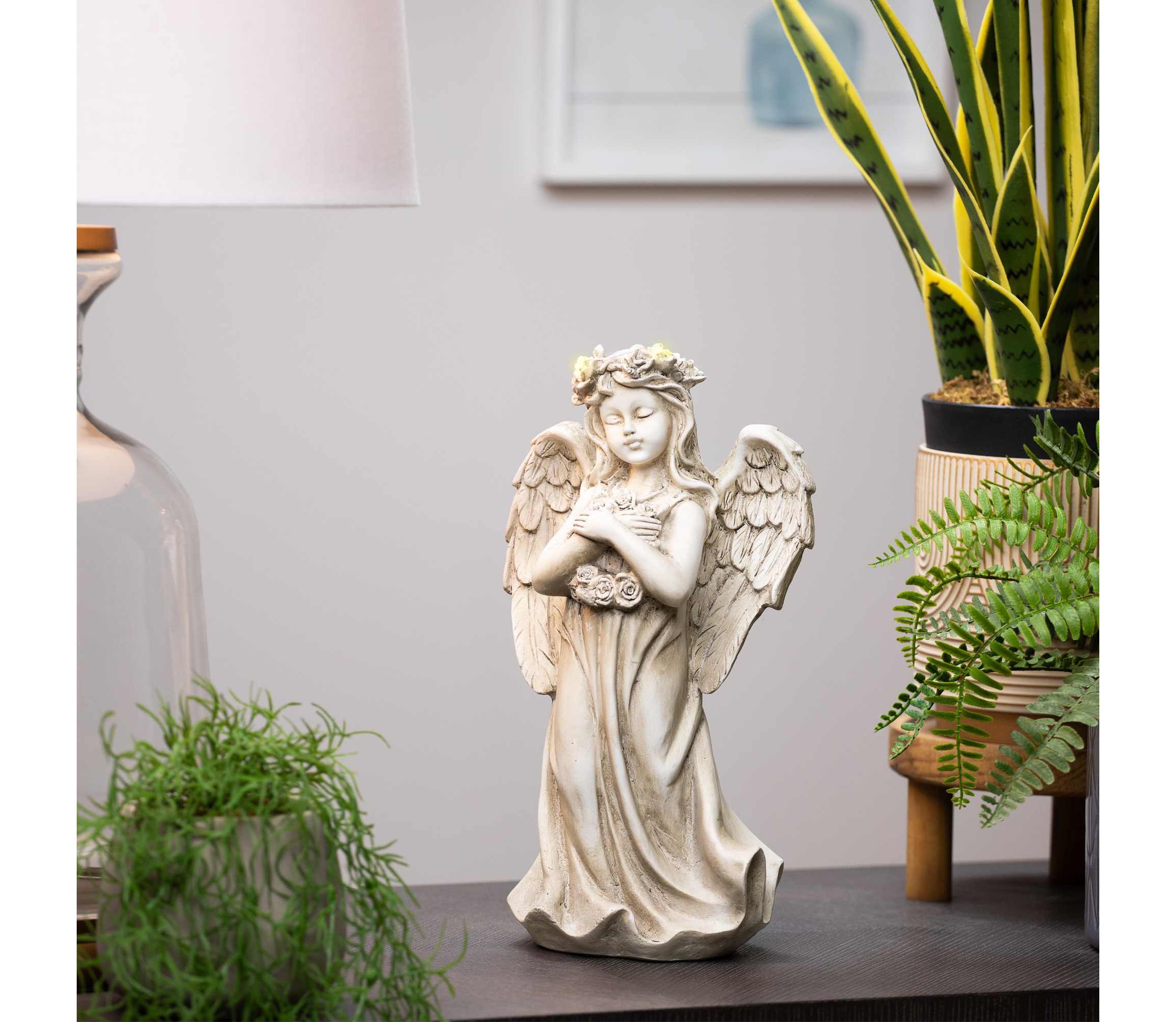 LED Lighted Standing Cherub Angel Statue - 12"