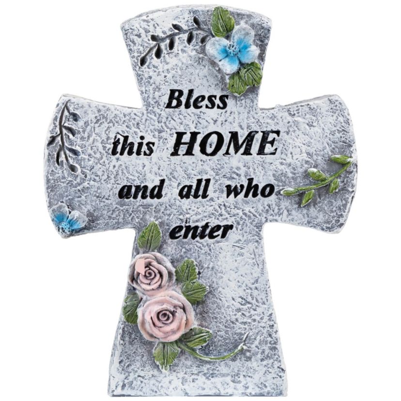 Bless This Home and All Who Enter Cross Statue - 6.75"