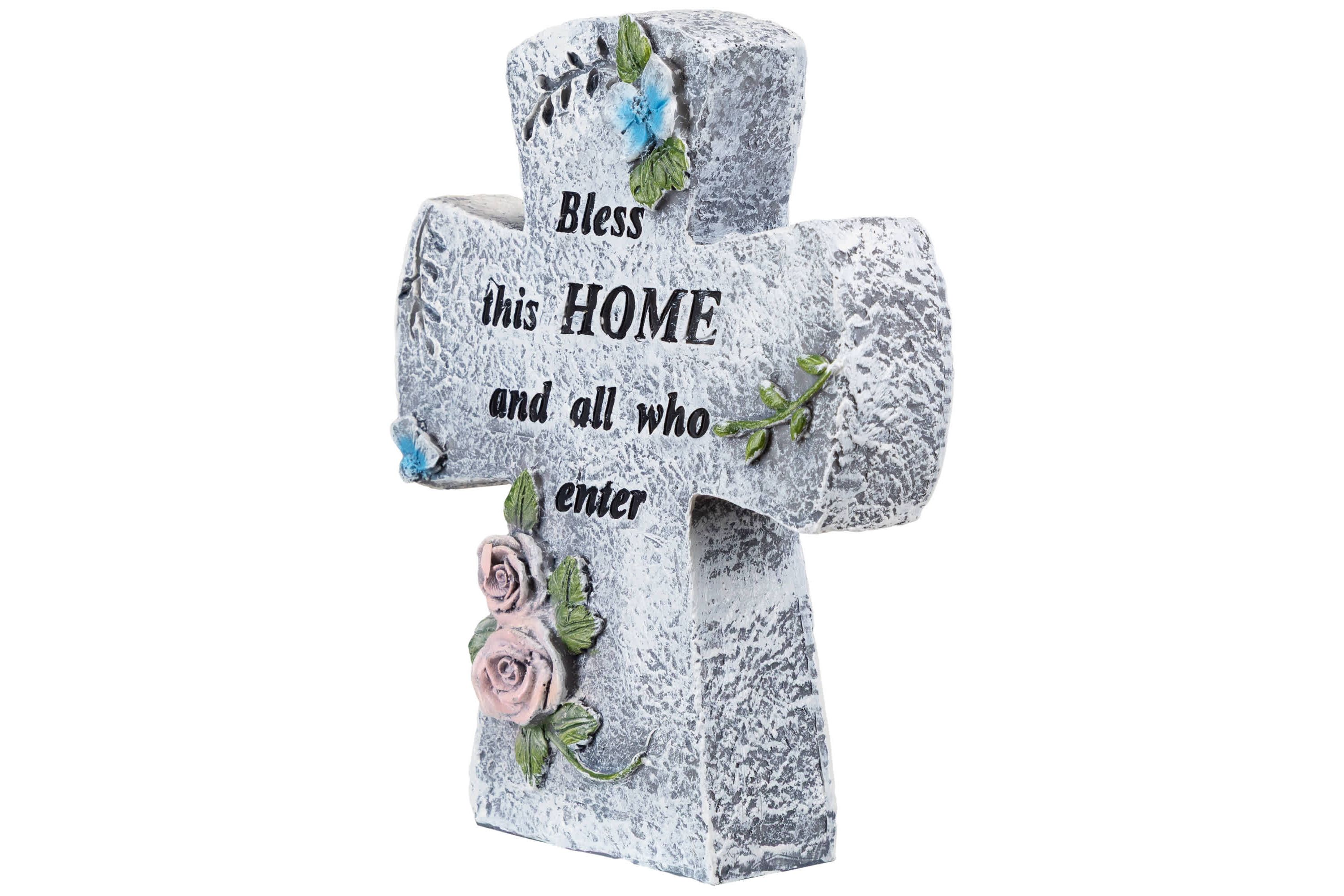 Bless This Home and All Who Enter Cross Statue - 6.75"