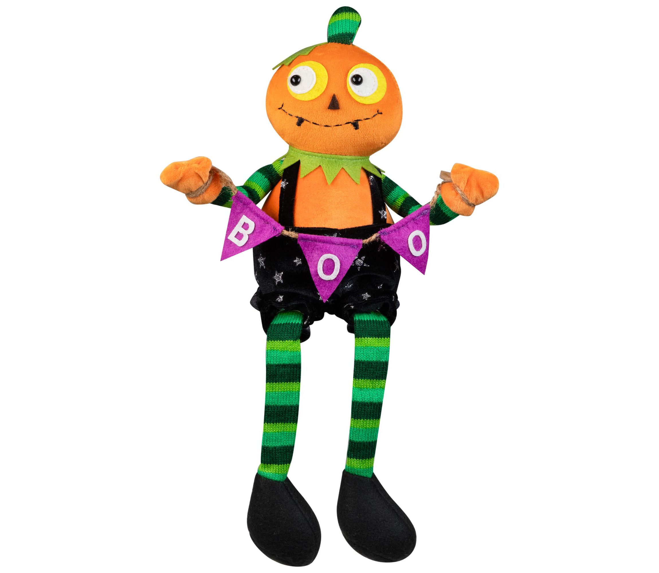 Sitting Plush Jack o Lantern Halloween Figure - 14"