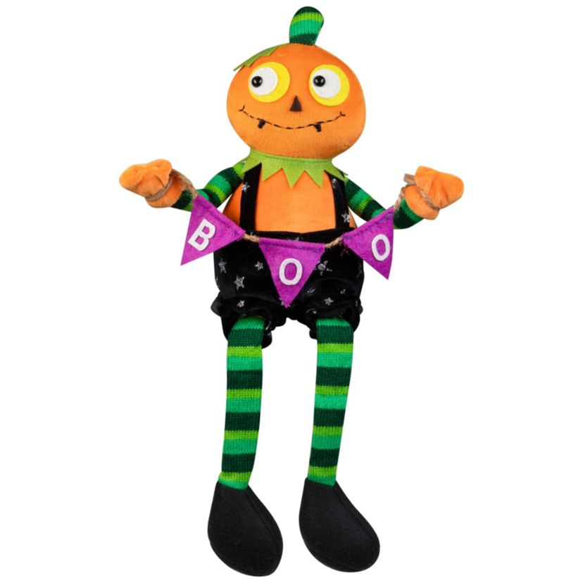 Sitting Plush Jack o Lantern Halloween Figure - 14"