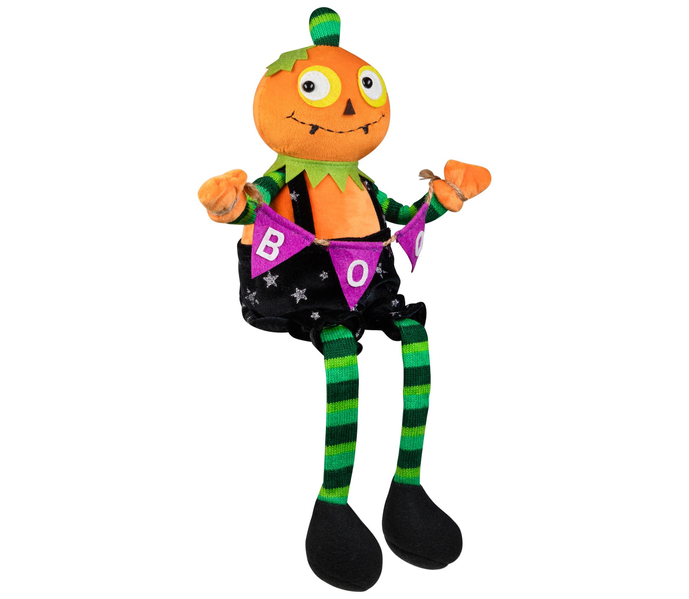 Sitting Plush Jack o Lantern Halloween Figure - 14"