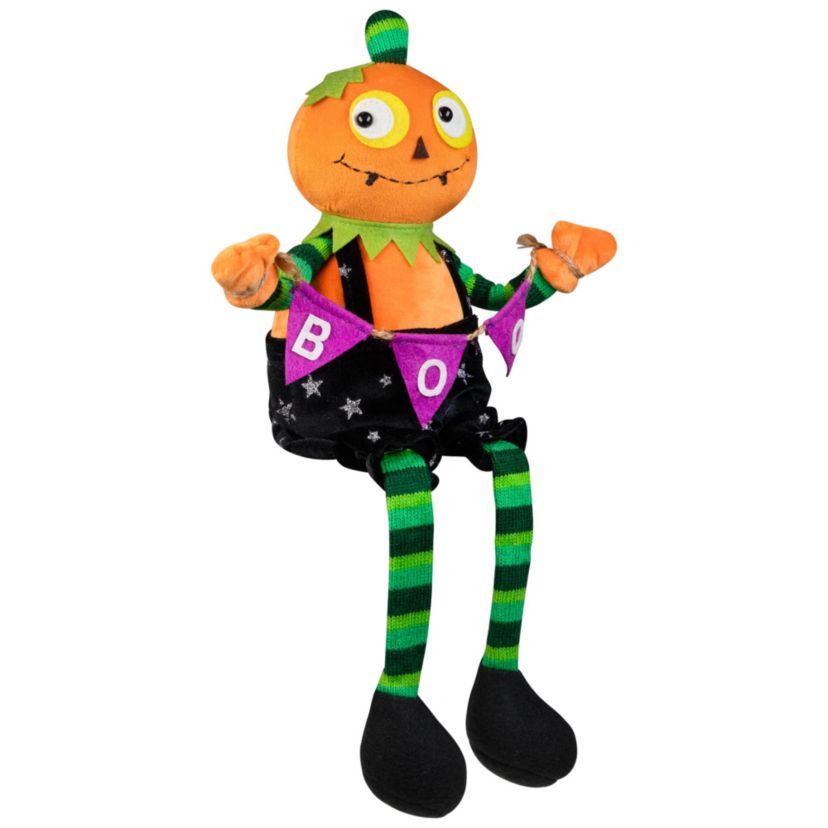 Sitting Plush Jack o Lantern Halloween Figure - 14"