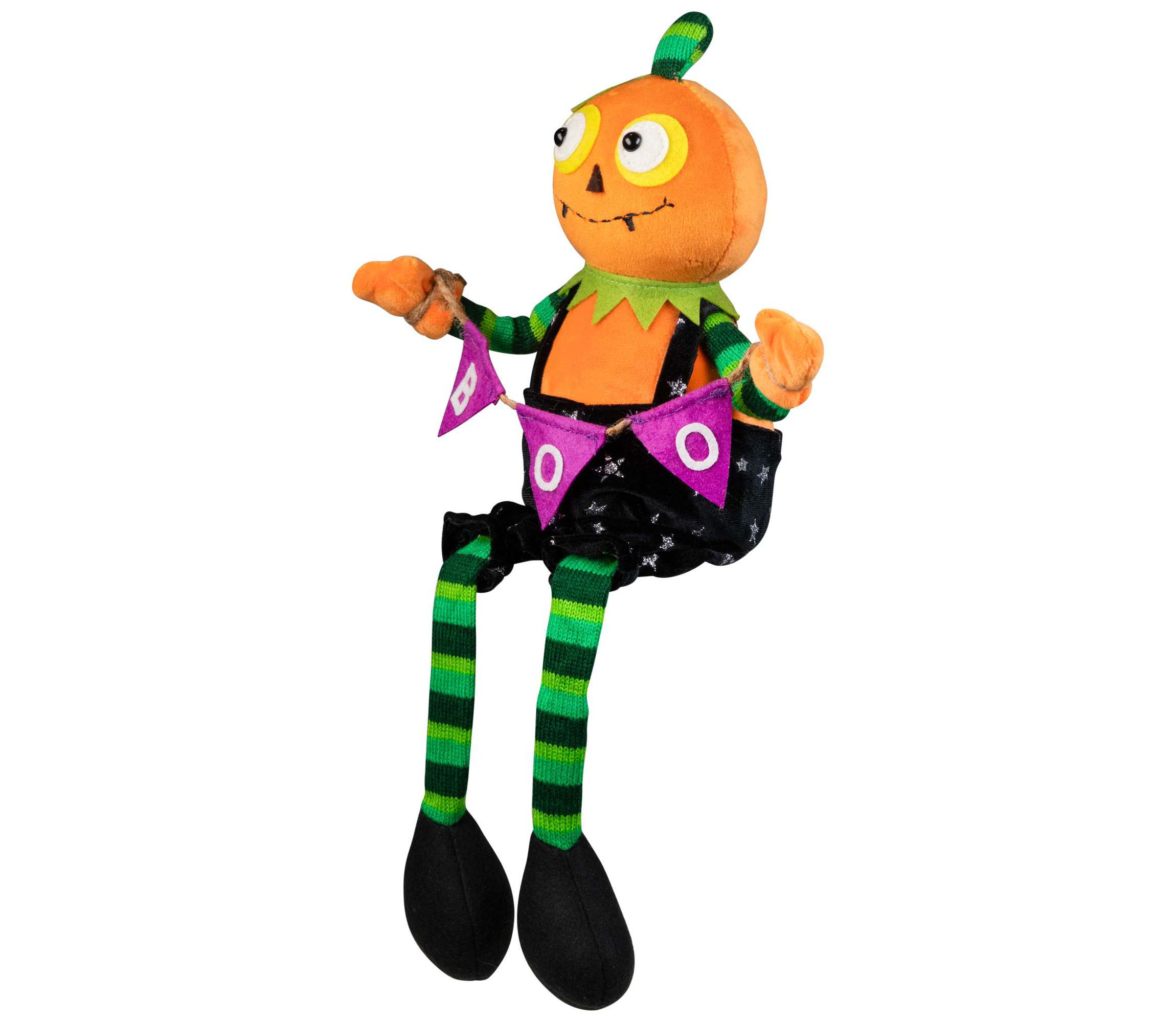 Sitting Plush Jack o Lantern Halloween Figure - 14"