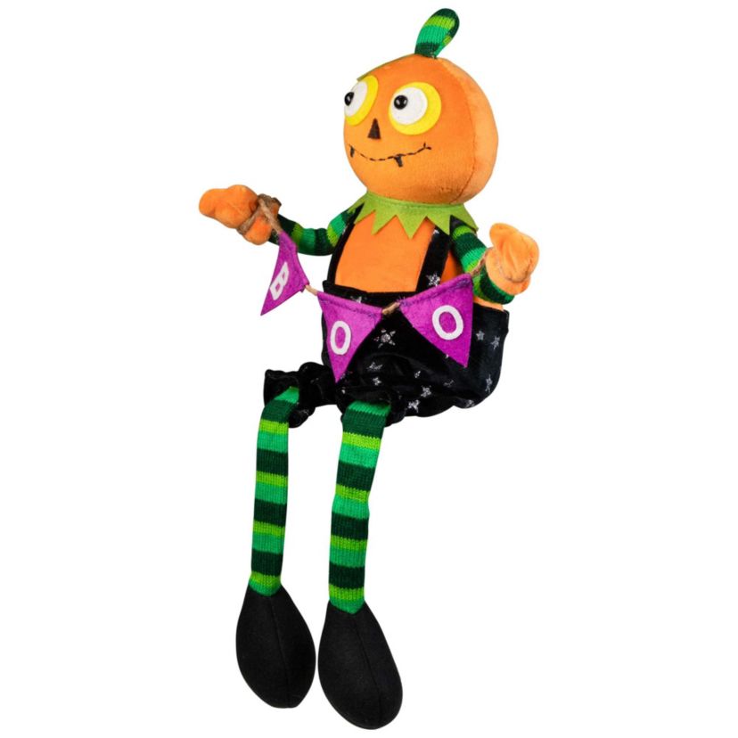 Sitting Plush Jack o Lantern Halloween Figure - 14"
