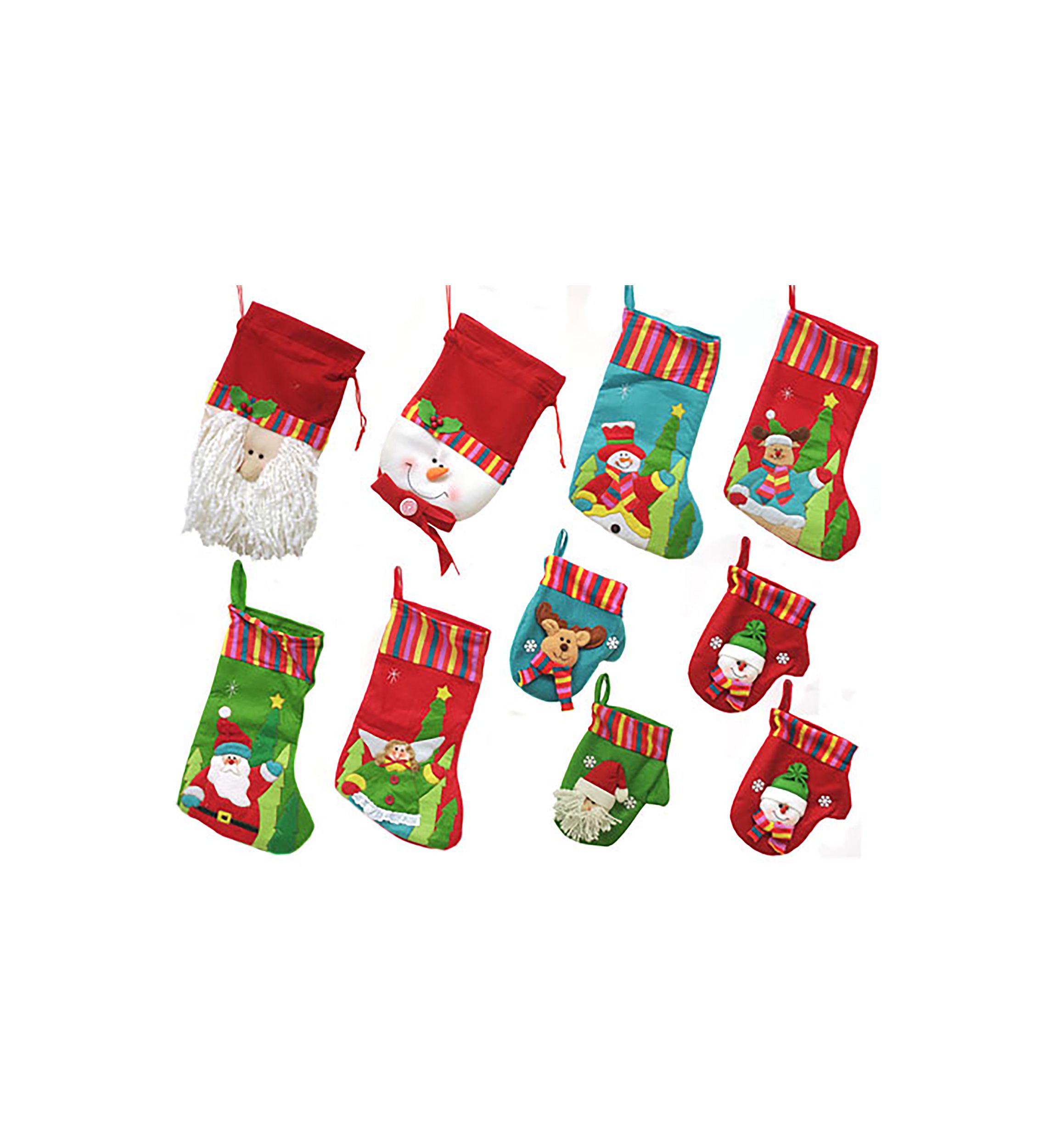 10-Piece Winter Wonderland Christmas Stocking and Novelty Gift Bag Set