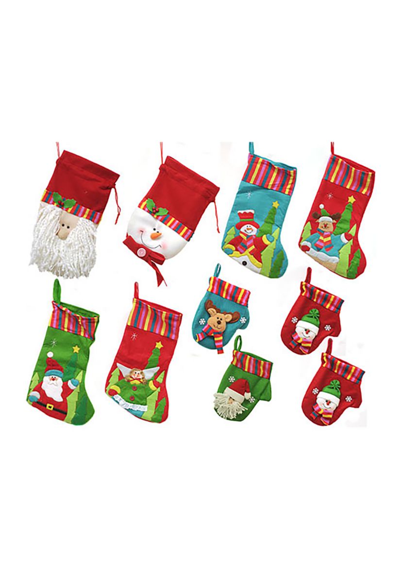 10-Piece Winter Wonderland Christmas Stocking and Novelty Gift Bag Set