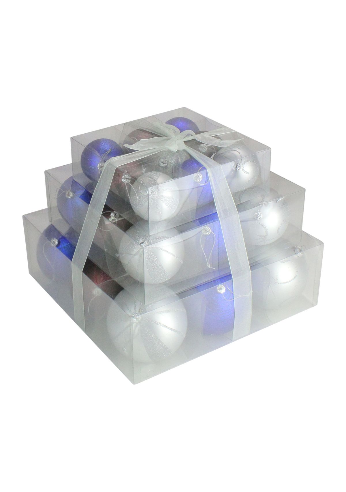 27ct Blue and Brown Shatterproof Matte Christmas Ball Ornaments 4Inch (100mm)