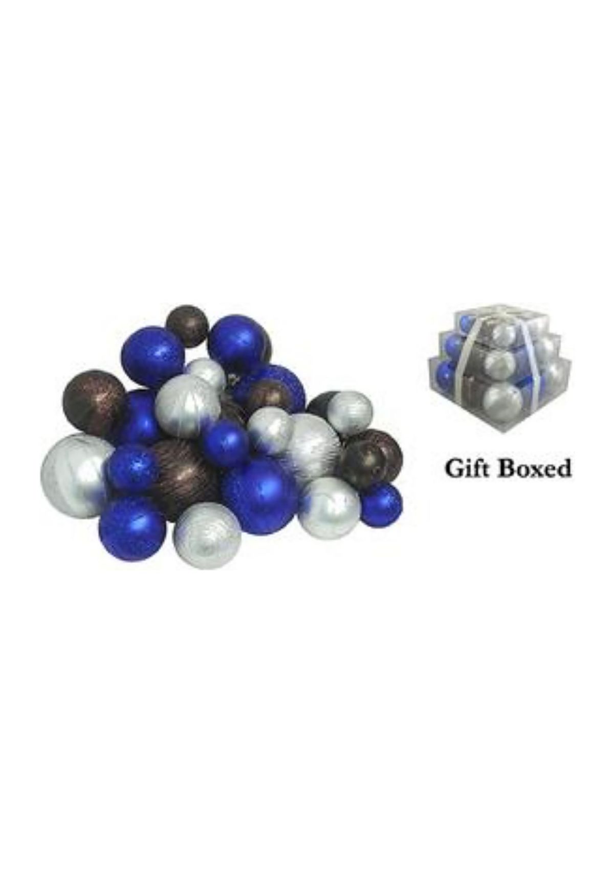 27ct Blue and Brown Shatterproof Matte Christmas Ball Ornaments 4Inch (100mm)
