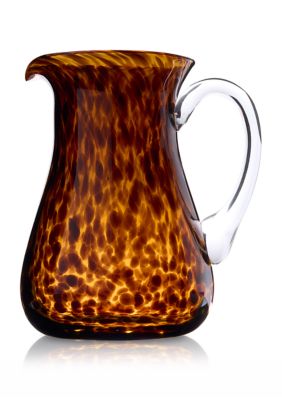 Tortoise Print Glass Pitcher