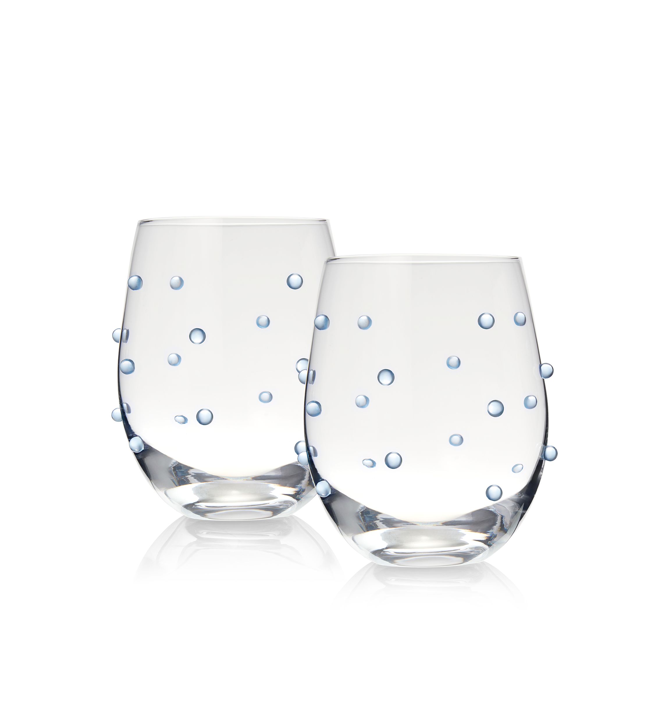 Blue Pearl Stemless Wine Glasses - Set of 2