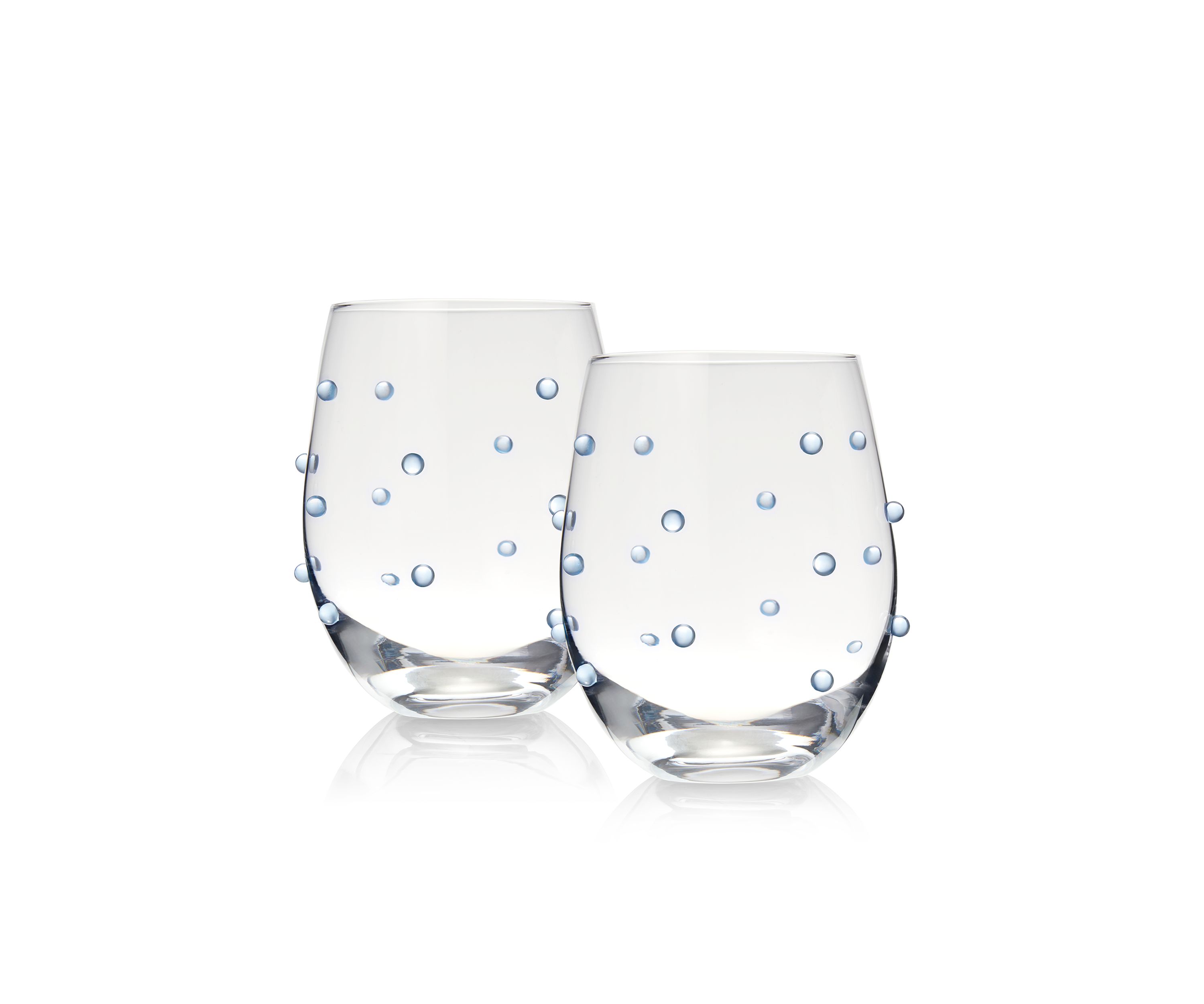 Blue Pearl Stemless Wine Glasses - Set of 2