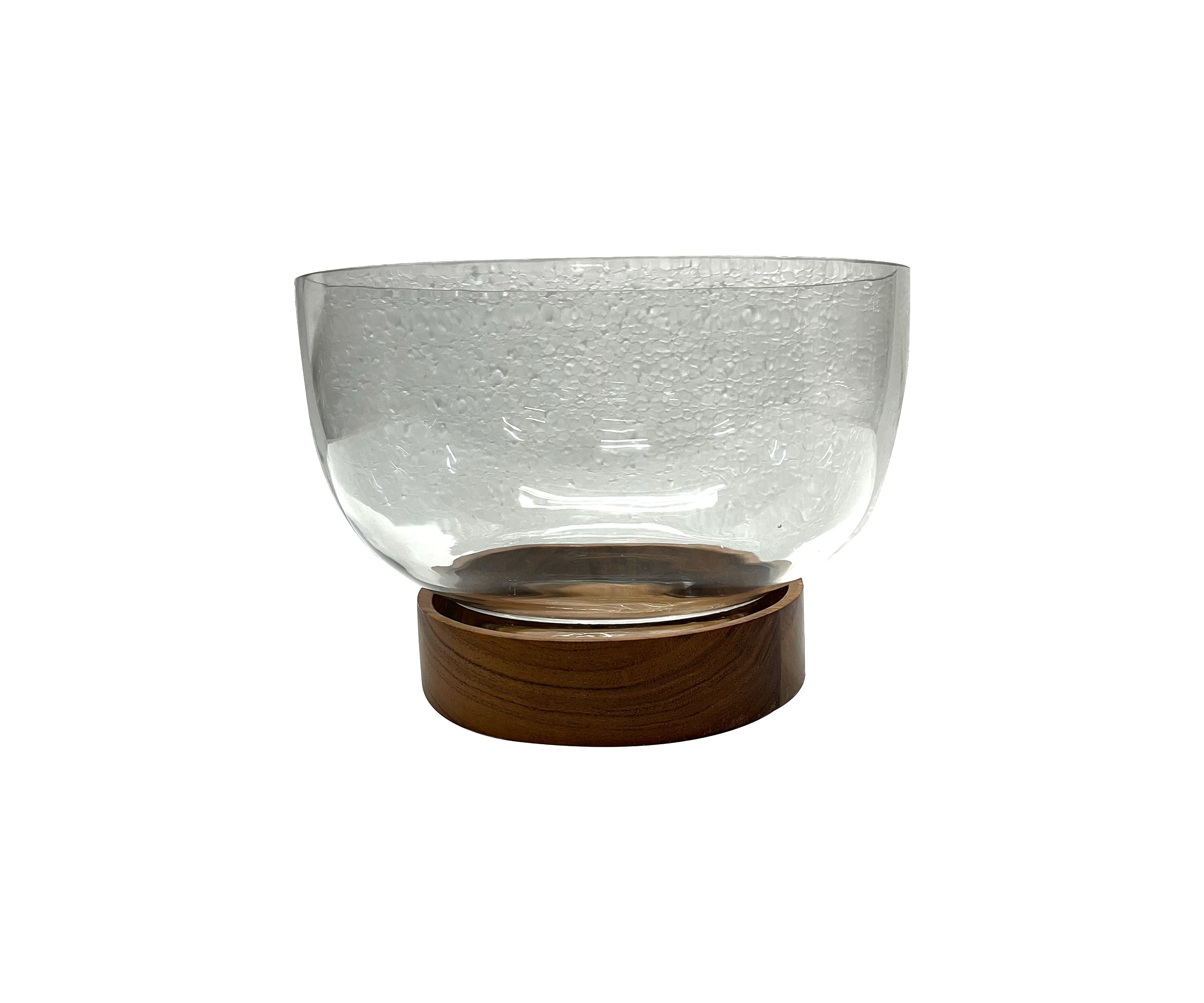 Glass Bowl with Wood Base
