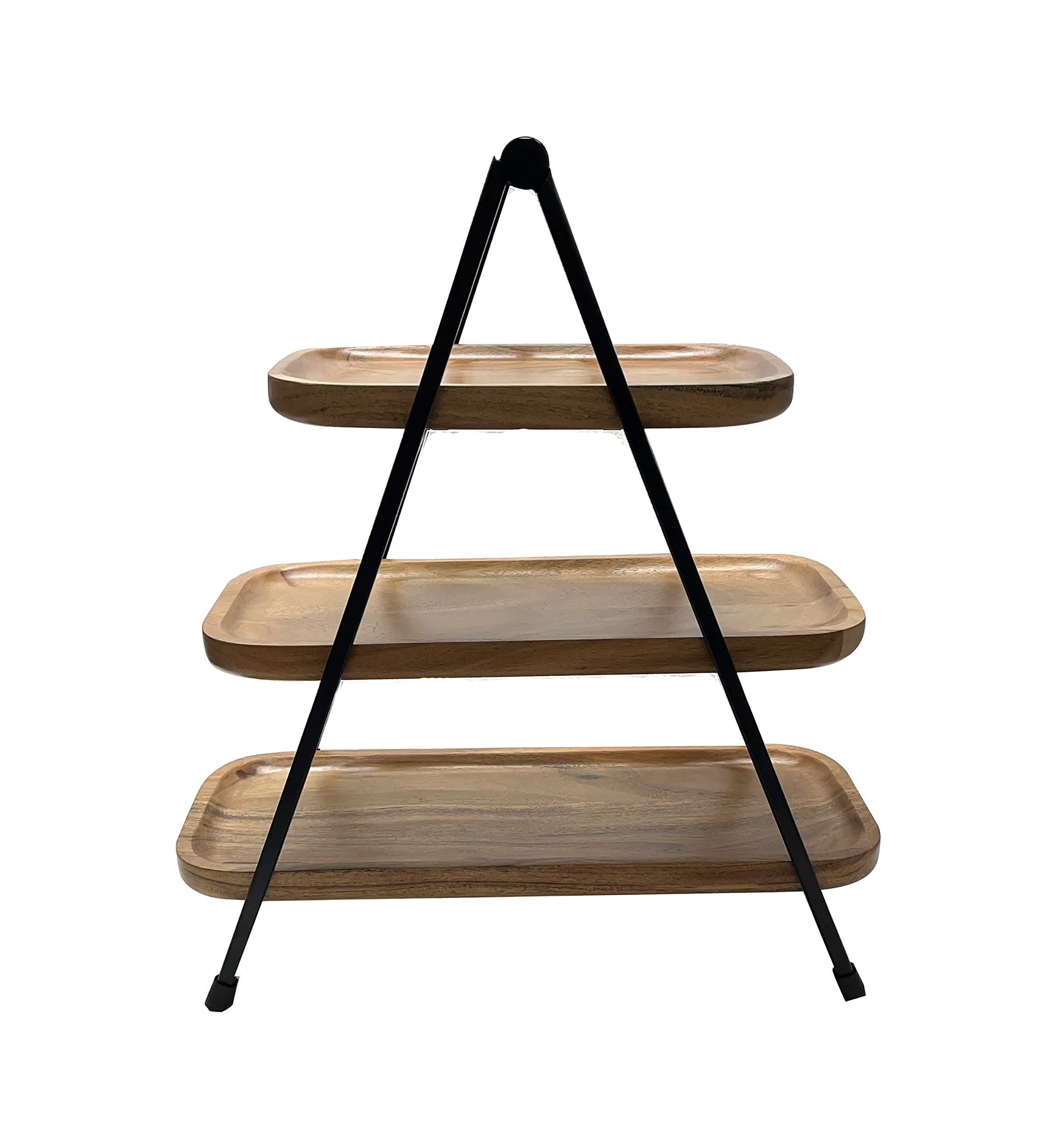 3-Tier Wood Server with Metal Stand
