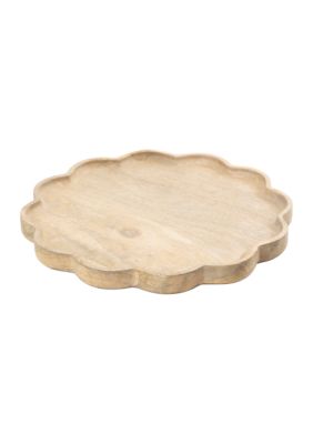 Light Acacia Wood Scalloped Serving Tray