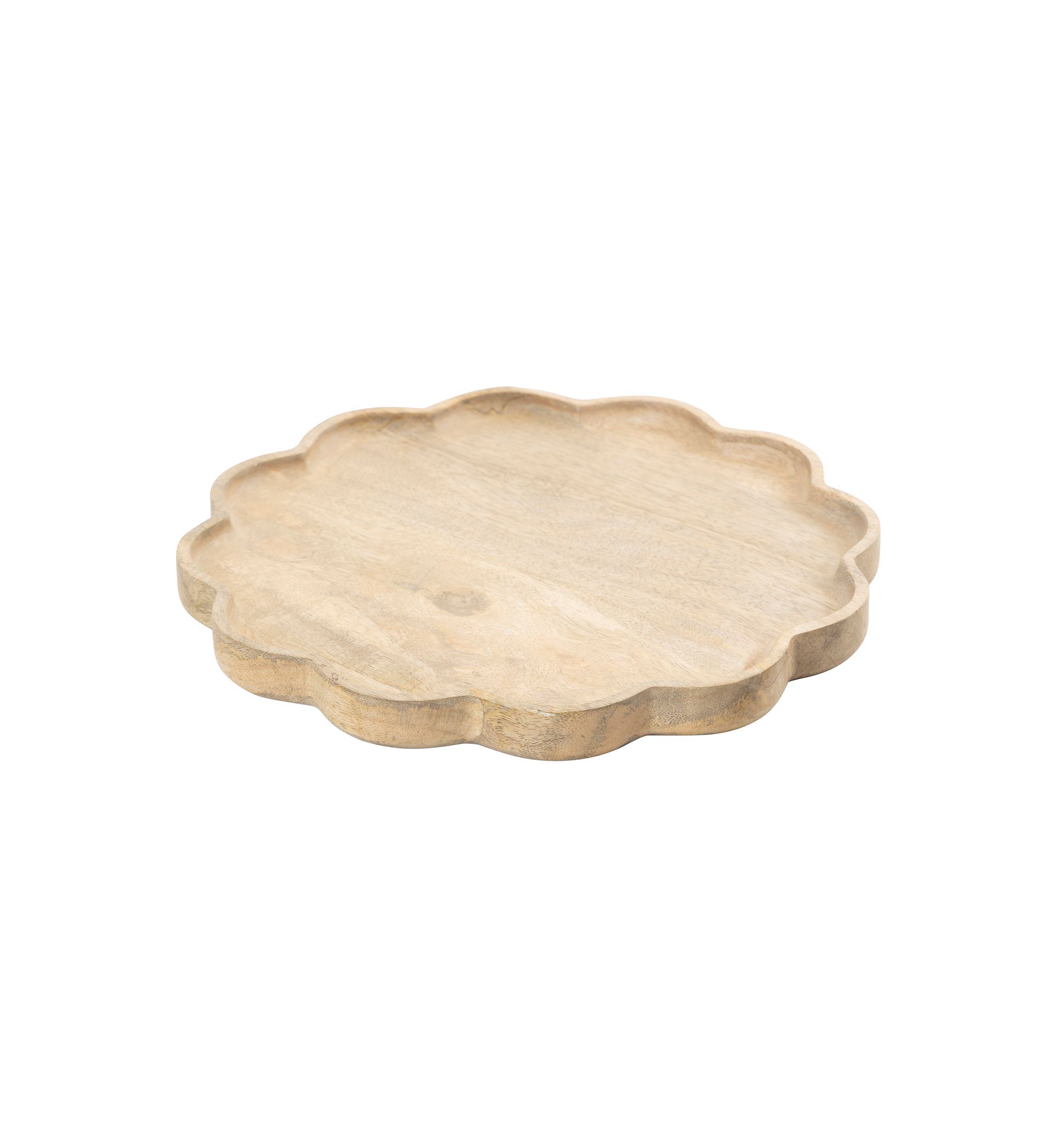 Light Acacia Wood Scalloped Serving Tray