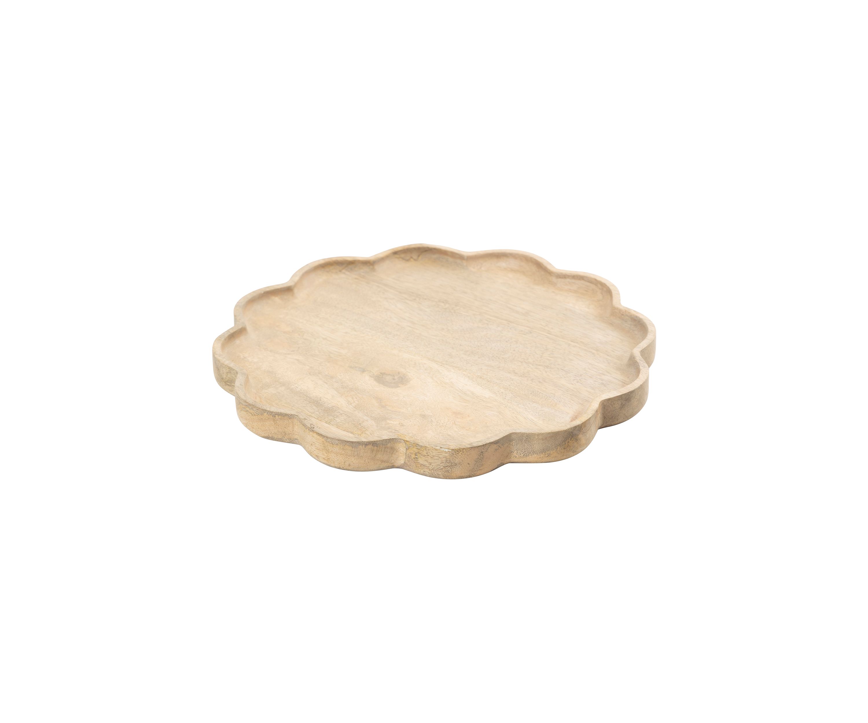 Light Acacia Wood Scalloped Serving Tray