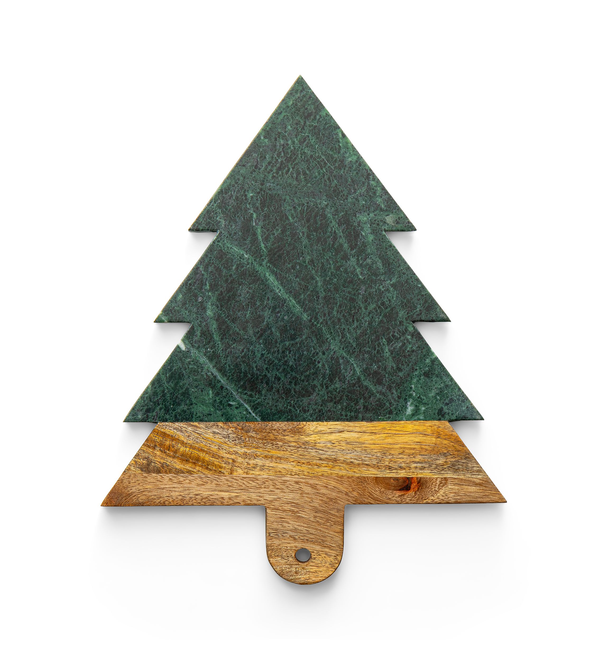 Green Marble & Wood Tree Serving Board