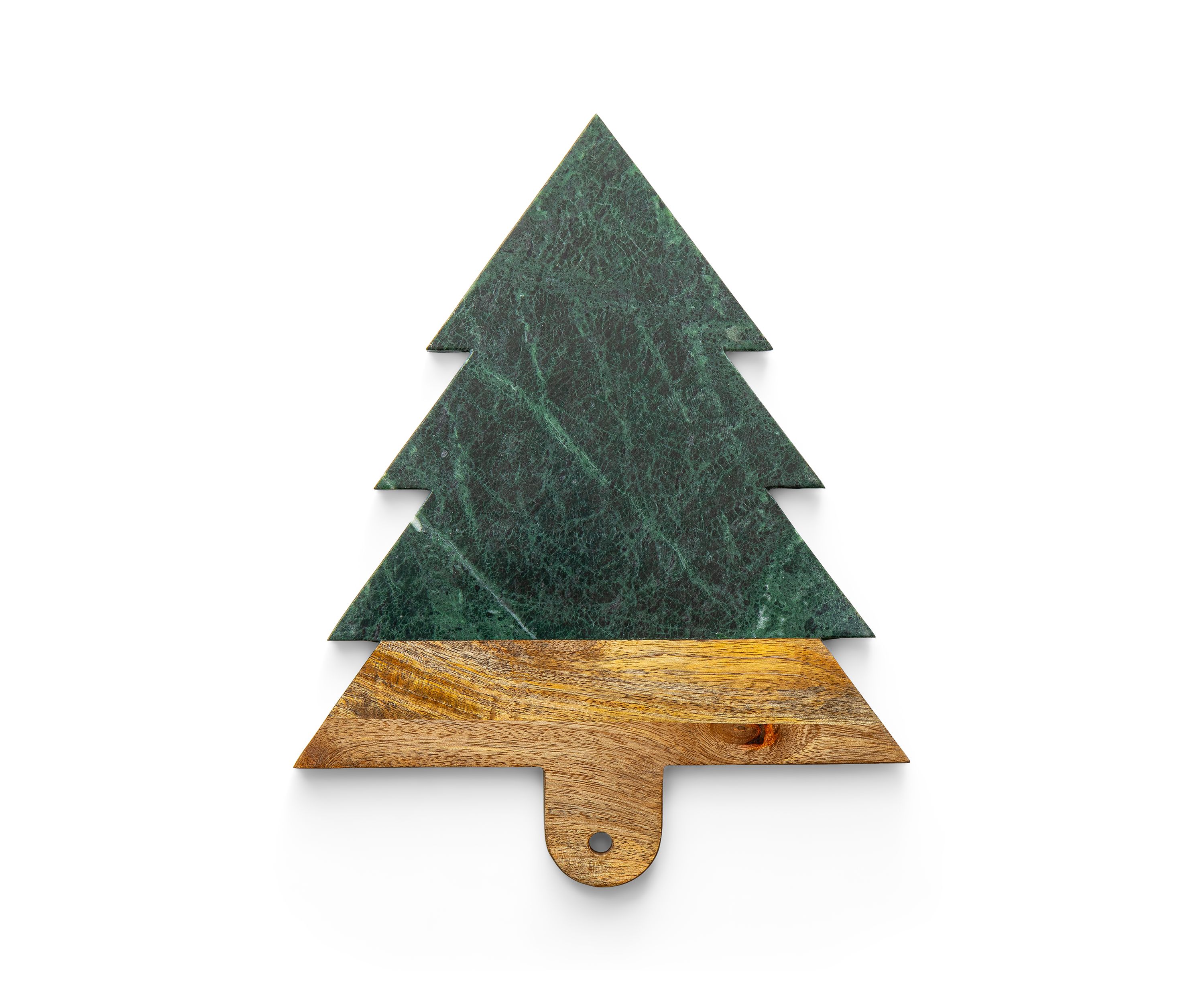 Green Marble & Wood Tree Serving Board
