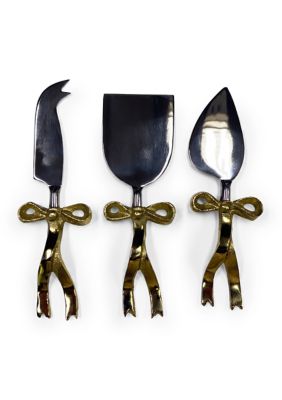 Crown & Ivy 3-Piece Cheese Knife Set, Gold, 3 Piece Set