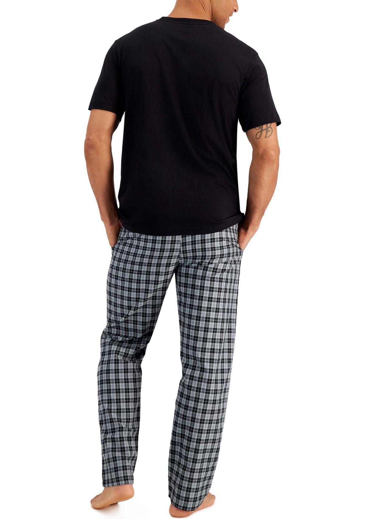 Hanes Mens Woven Pant with Knit SS Top